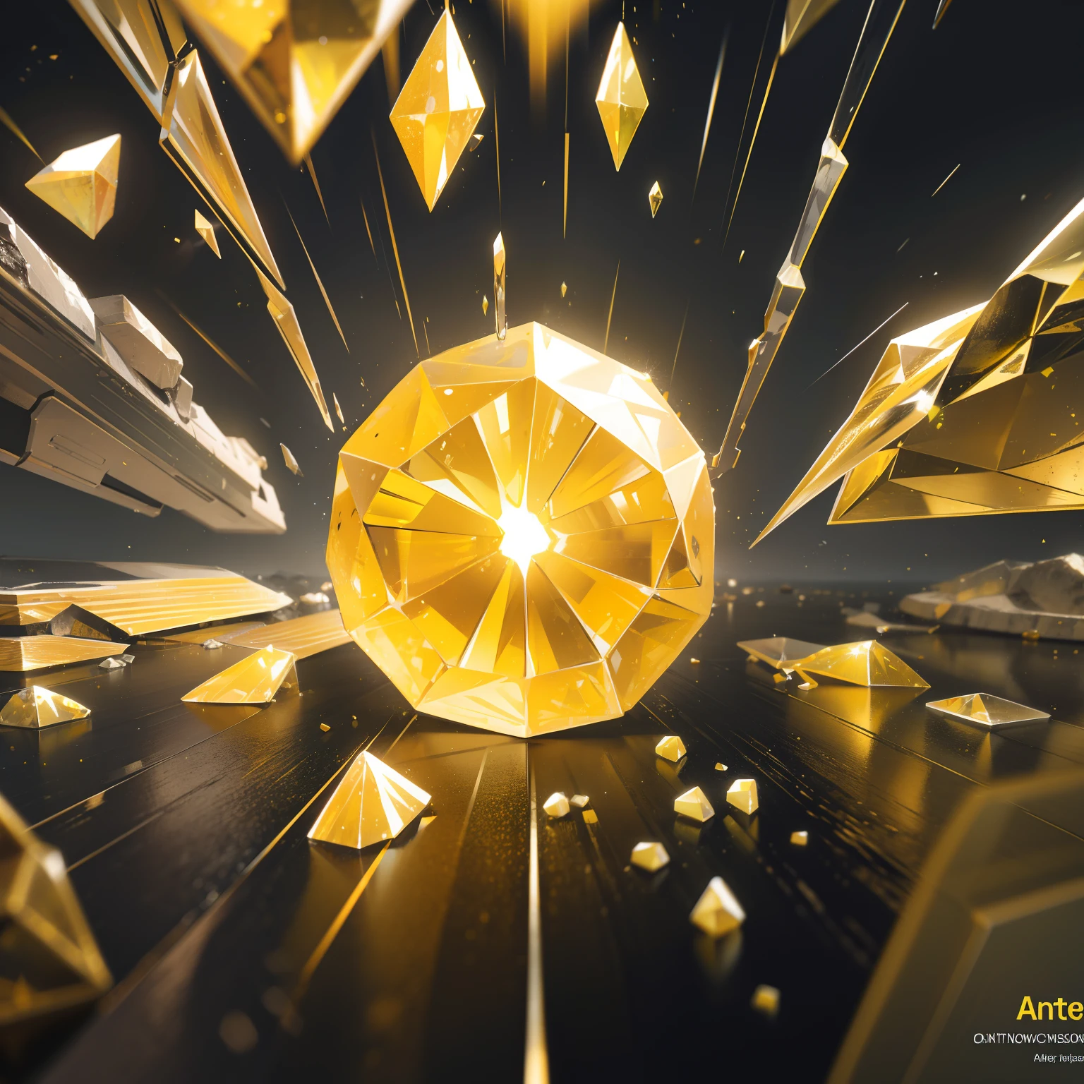 Yellow crystals,People and objects, rendering by octane, illusory engine, 。.3D, 8K, Ultra detailed, Intricate