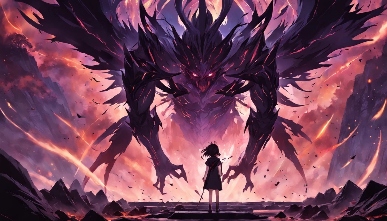 tmasterpiece, top-quality, tmasterpiece, (1 boy), (LLCChar), dark energy, Void, Eye in the sky, (Very evil), Dark magic, the dark forest, negaive energy, hell, Void, stone monument, brunette color hair,