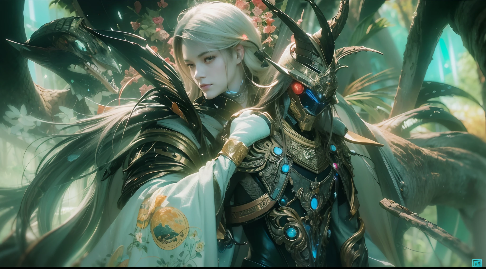 1boy, photo of very very handsome suave smiling young 25-year-old male Chinese prince, clothed in futuristic cybernetic armor, wearing a large futuristic crown, walking in an ethereal enchanted forest with neon glowing flowers and a rainbow in the sky, sci-fi, intricate, neon light, ((perfect face)), ((perfect hands)), ((perfect body)), ((correct anatomy)), ((ultra-realistic)), ((8k, UHD)), highly detailed, digital painting, artstation, concept art, human anatomy, soft light, smooth, illustration, art by tian zi and craig mullins and WLOP and alphonse mucha