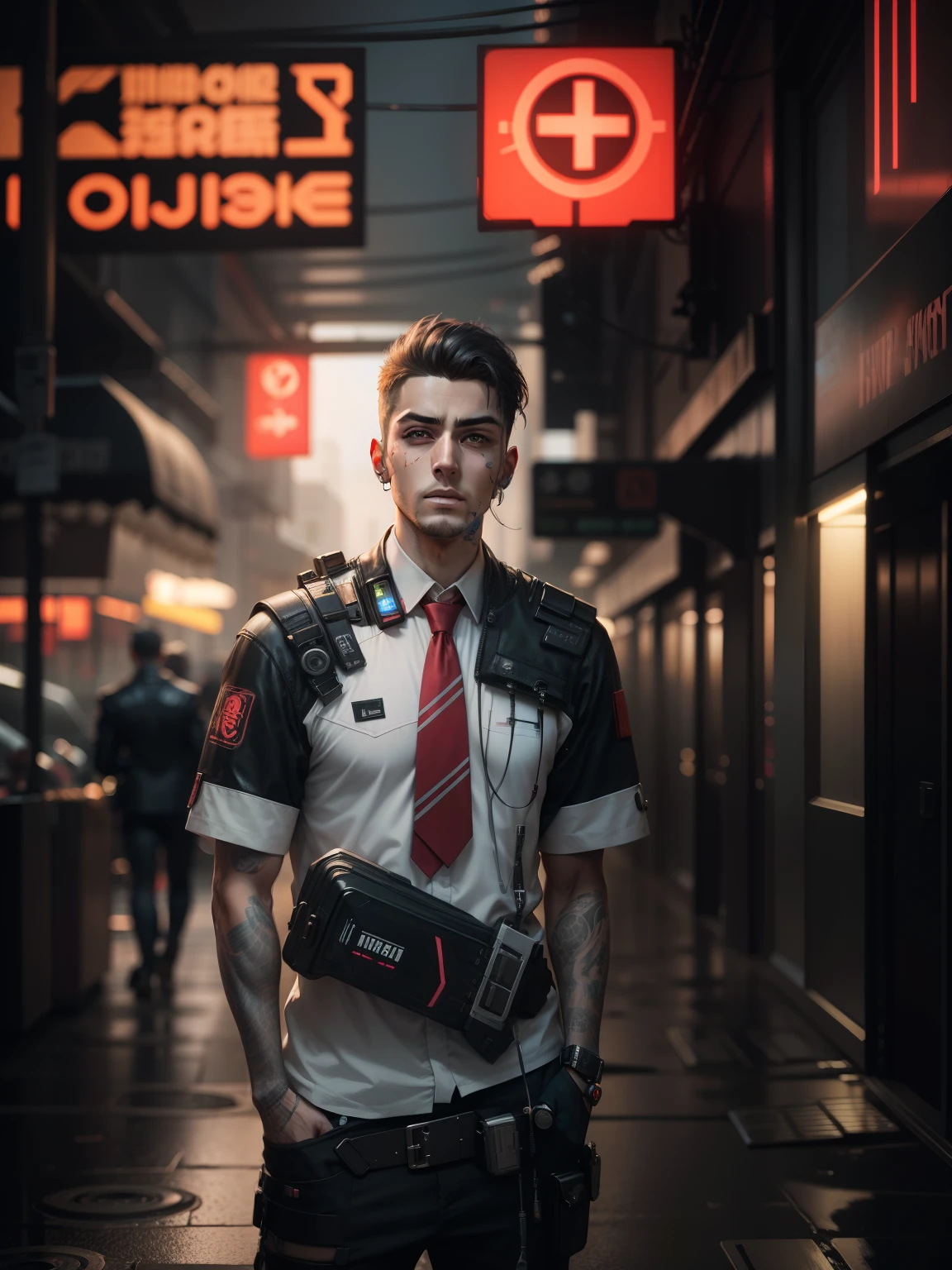 Change background cyberpunk handsome boy, realistic face, 8k, ultra realistic