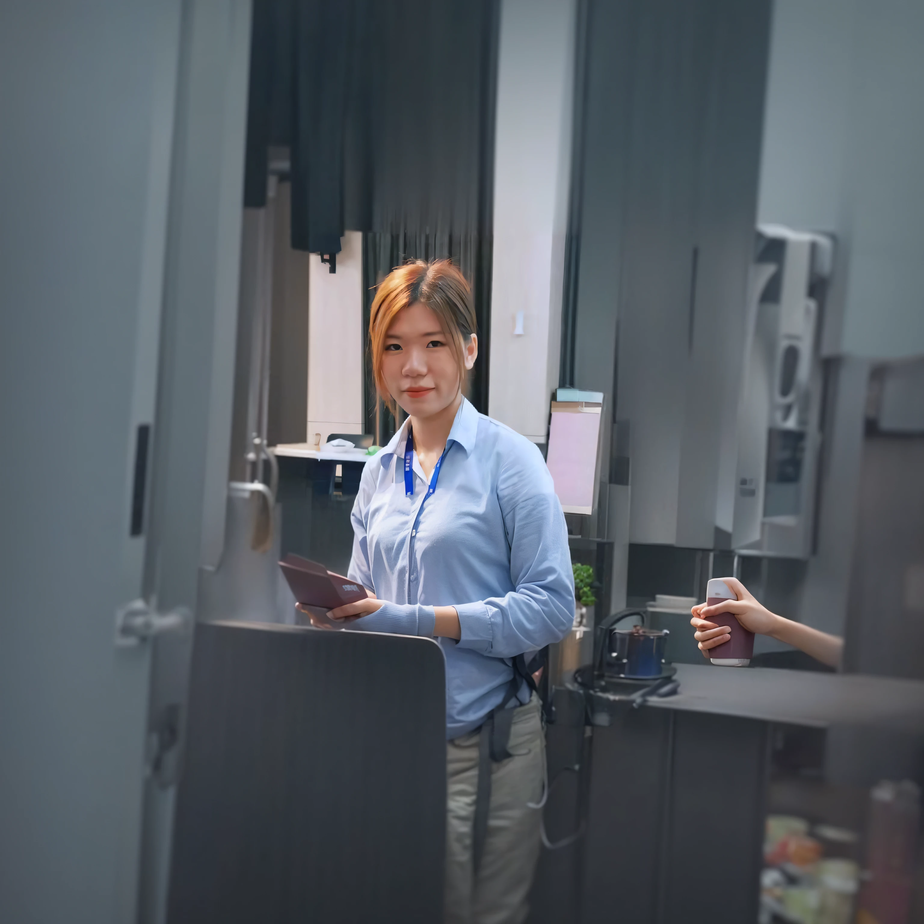 there is a woman that is holding a plate of food, Student, xintong chen, wenfei ye, ren heng, nivanh chanthara, lim chuan shin, photograph taken in 2 0 2 0, Yun Ling, Profile image, professional profile picture, sakimi chan, zeng fanzh, Shouko Nishimiya, chiho
