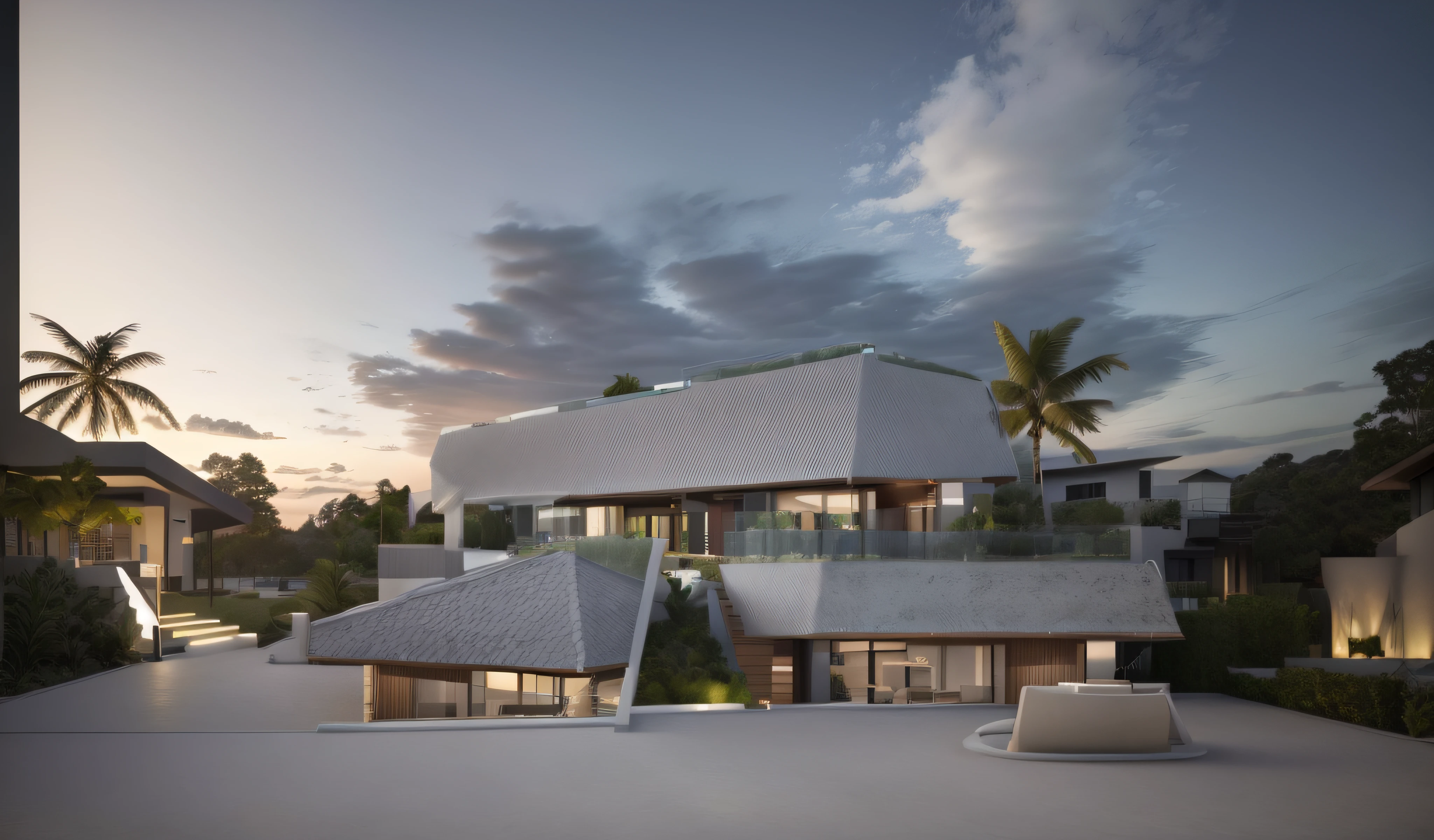 daytime, clear sky, award winning exterior design of modern villa, archdaily, front, architecture, travertine stone and glass wall, glass railing, daytime tropical beach environment, photo of a house, architecture, beautiful, masterpiece, best quality, super detailed, realistic, photorealistic, 8k, sharp focus, ultra detailed, ultra reslistic
