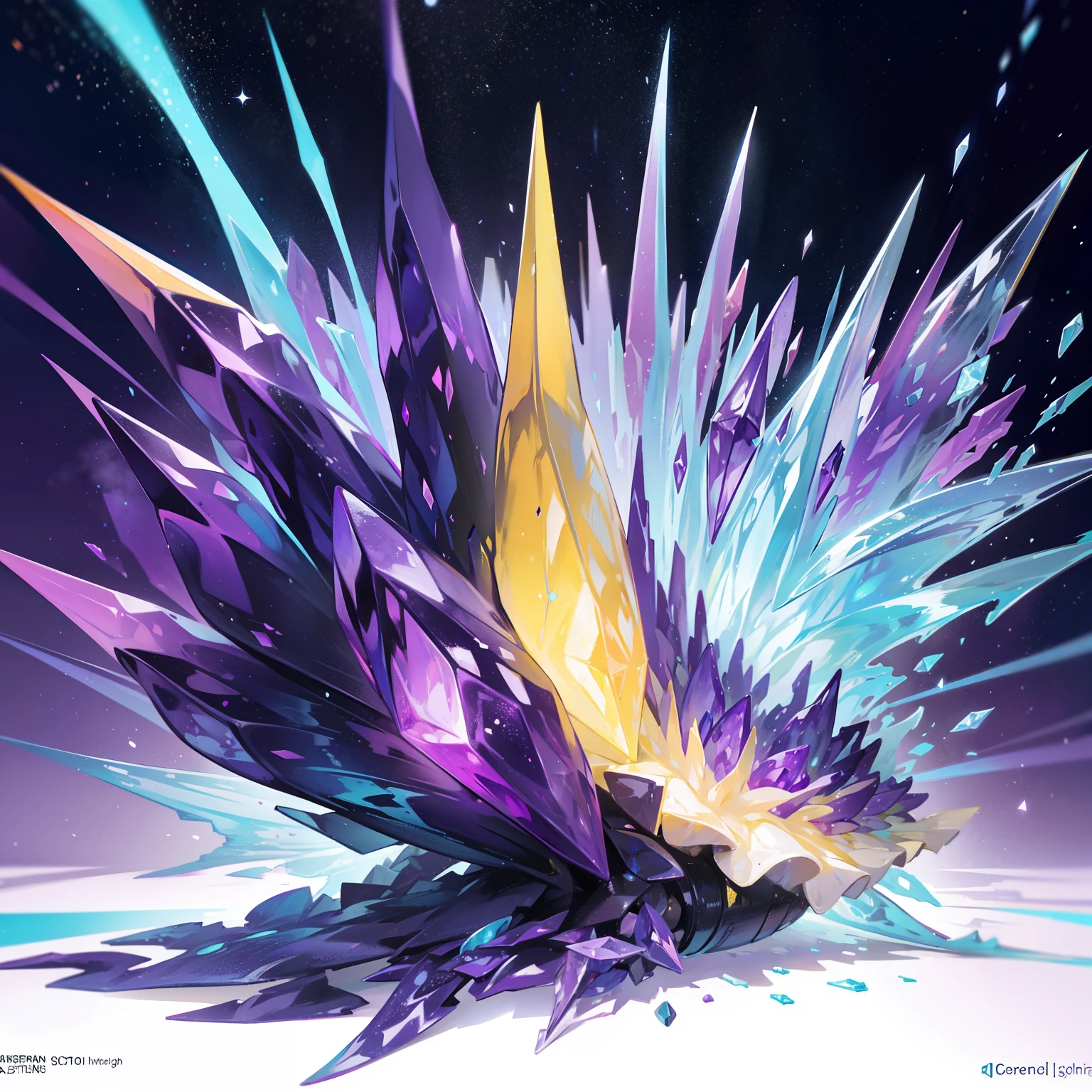 The purplish-yellow crystal state resembles the special life form of the sea slug, rendering by octane, illusory engine,Ultra detailed, Intricate