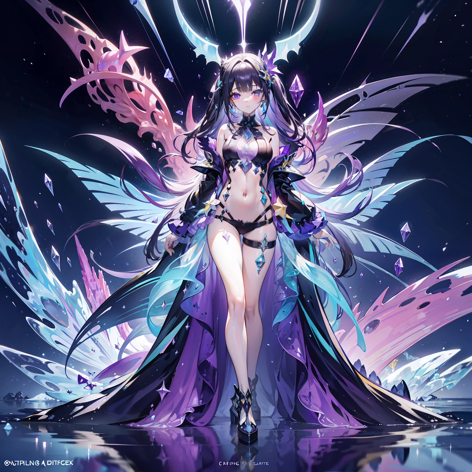 The purplish-yellow crystal state resembles the special life form of the sea slug, rendering by octane, illusory engine,Ultra detailed, Intricate
