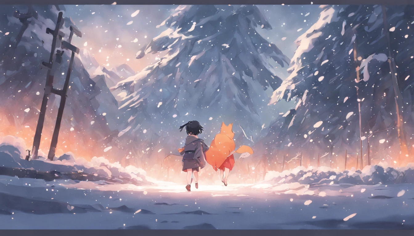 21：9 frames，2d cartoon，snowfield，clubs，hiyao miyazaki