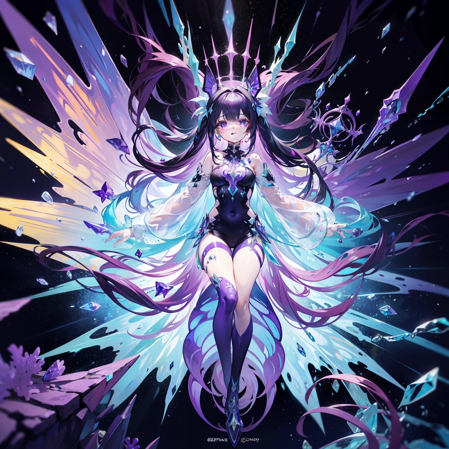 The purplish-yellow crystal state resembles the special life form of the sea slug, rendering by octane, illusory engine,Ultra detailed, Intricate