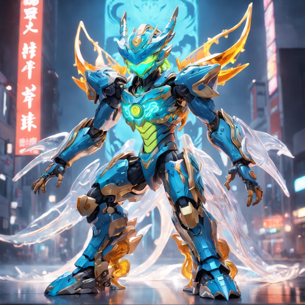 chinesedragon, (Blind box toy style:1.2), (Full body shot) , 1 Transparent young boy, Behind him is a transparent Chinese dragon, Transparent mech, Exquisite helmet:1.2, Luminous goggles:1.2, Cyberpunk, dreamy glow, luminous neon lights, Clean, White background, ( Global illumination, Ray traching, hdr, unreal render,reasonable design, high detal, Masterpiece, Best quality, hyper HD, Cinematic lighting)