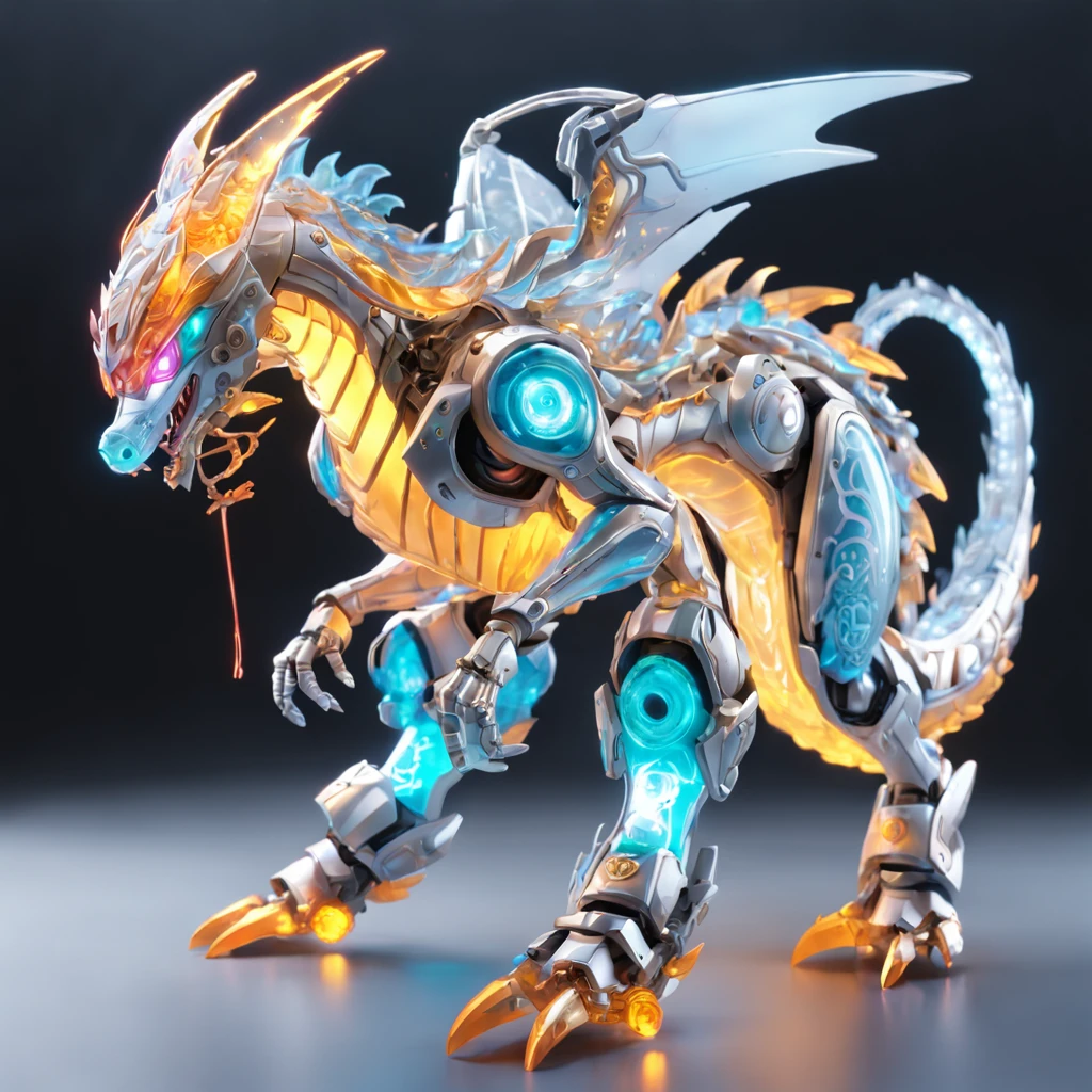 chinesedragon, (Blind box toy style:1.2), (Full body shot) , 1 transparent Chinese dragon in sky, Transparent mech, Exquisite helmet:1.2, Luminous goggles:1.2, Cyberpunk, dreamy glow, luminous neon lights, Clean, White background, ( Global illumination, Ray traching, hdr, unreal render,reasonable design, high detal, Masterpiece, Best quality, hyper HD, Cinematic lighting)