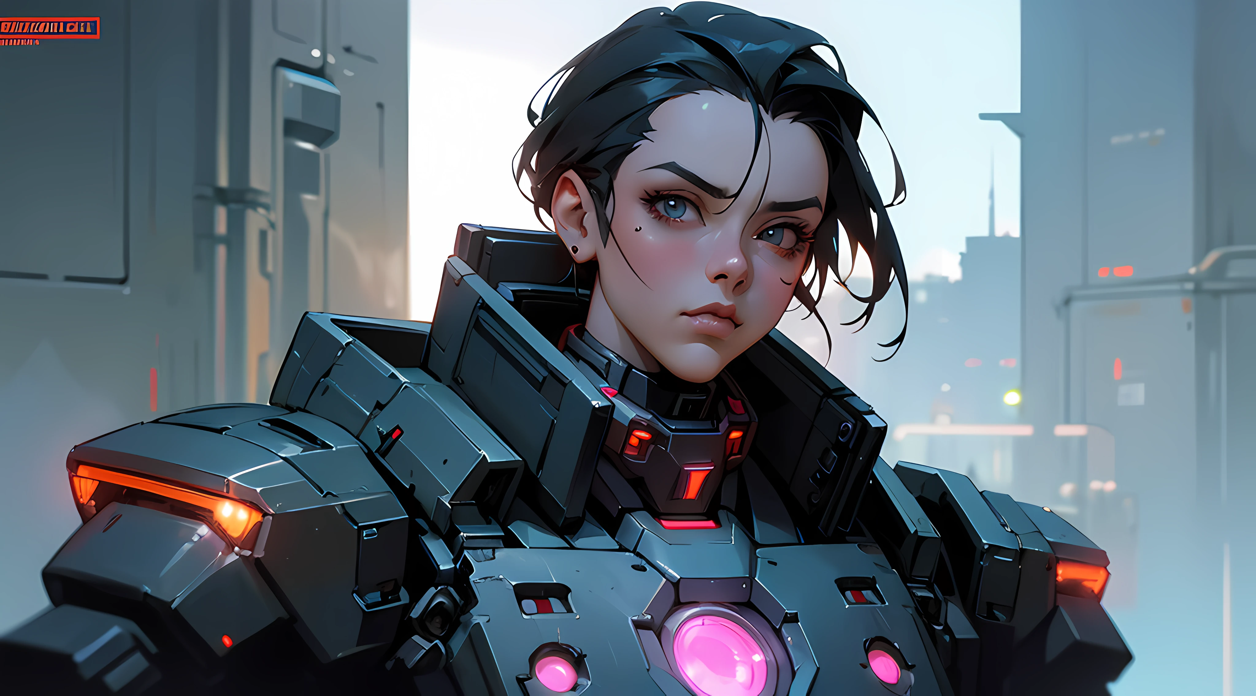 Cybersoldat in einer futuristischen Stadt mit rot leuchtenden Augen, Wojtek FUS, Cyberpunk Iron Man, Cyberpunk-Kunststil, Neon-Waagen und Cyborg-Technologie, Tiefgründiger Cyberpunk-Mechanoid, Kunst zum Thema Cyberpunk, Digitale Cyberpunk-Anime-Kunst, Roter Mech, Anfas portrait of a mech warrior, Cyberpunk-Mechanoid, Fortschrittliche digitale Cyberpunk-Kunst, Cyberpunk-Ritter, Hyperrealistischer Cyberpunk-Stil --auto