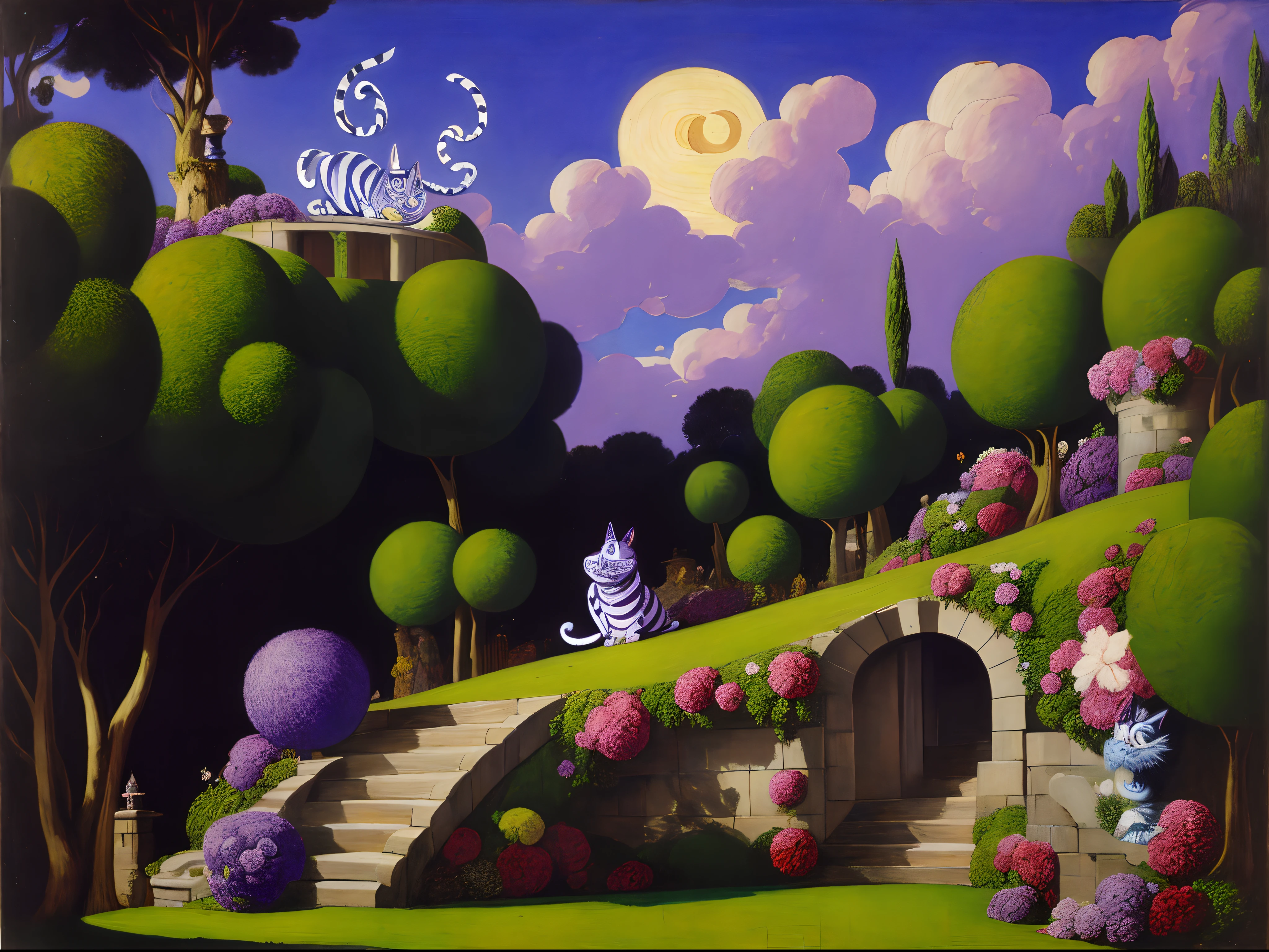The Cheshire Cat from "Alice's Adventures in Wonderland", classicism, in style of Charles conder