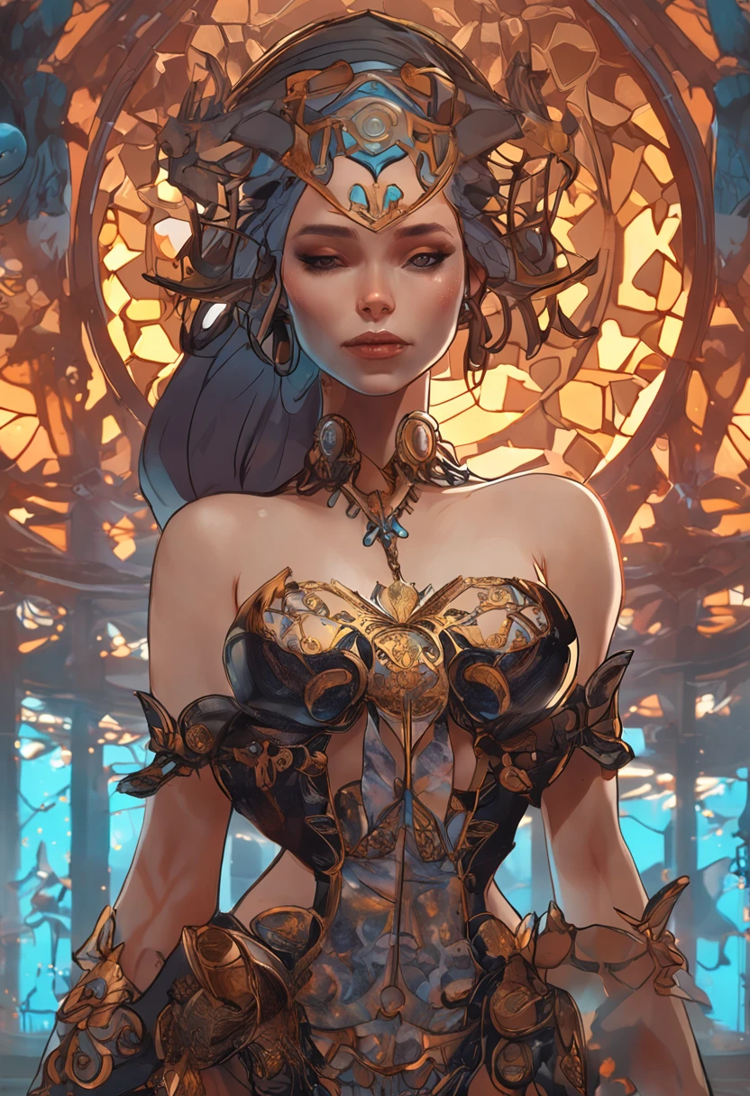 Beautiful sunset background with stars,anime figure, Genshin Impact, hu tao , Pair it with a beautiful corset made of scales, full bodyesbian, cover, Dynamic pose, beautiful skin tone, Hyperdetailed painting, Luminism, Bar lighting, complex, 4k resolution concept art portrait，greg rutkovsky, Art germ, Phlegm sputum, phlegm, Alphonse Mucha, fractal isometrics details bioluminescens : a stunning realistic photograph 30 years, Beautiful awesome girl with wet bone structure, a 3D render, rendering by octane, intricately details, , Cinematic, Trending at Artstation Isometric Center Hippie cover photo awesome full color, handpainted, grittiness, Realistic Mucha, Klimt, erte .12K, Intricate. hit definition , Cinematic,Rough sketch, the mix of bold dark lines and loose lines, Bold lines, On paper , Wear it all over your body with a beautiful dress, full bodyesbian.