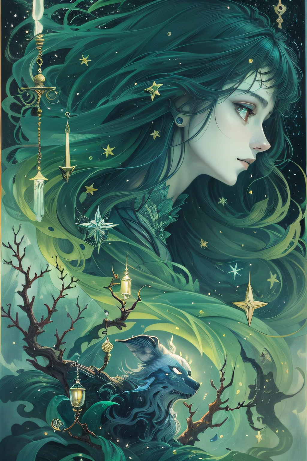 stars，blueish moonlight，UHR，Blackwood，the phantom，ghost，Thorns，Green light
