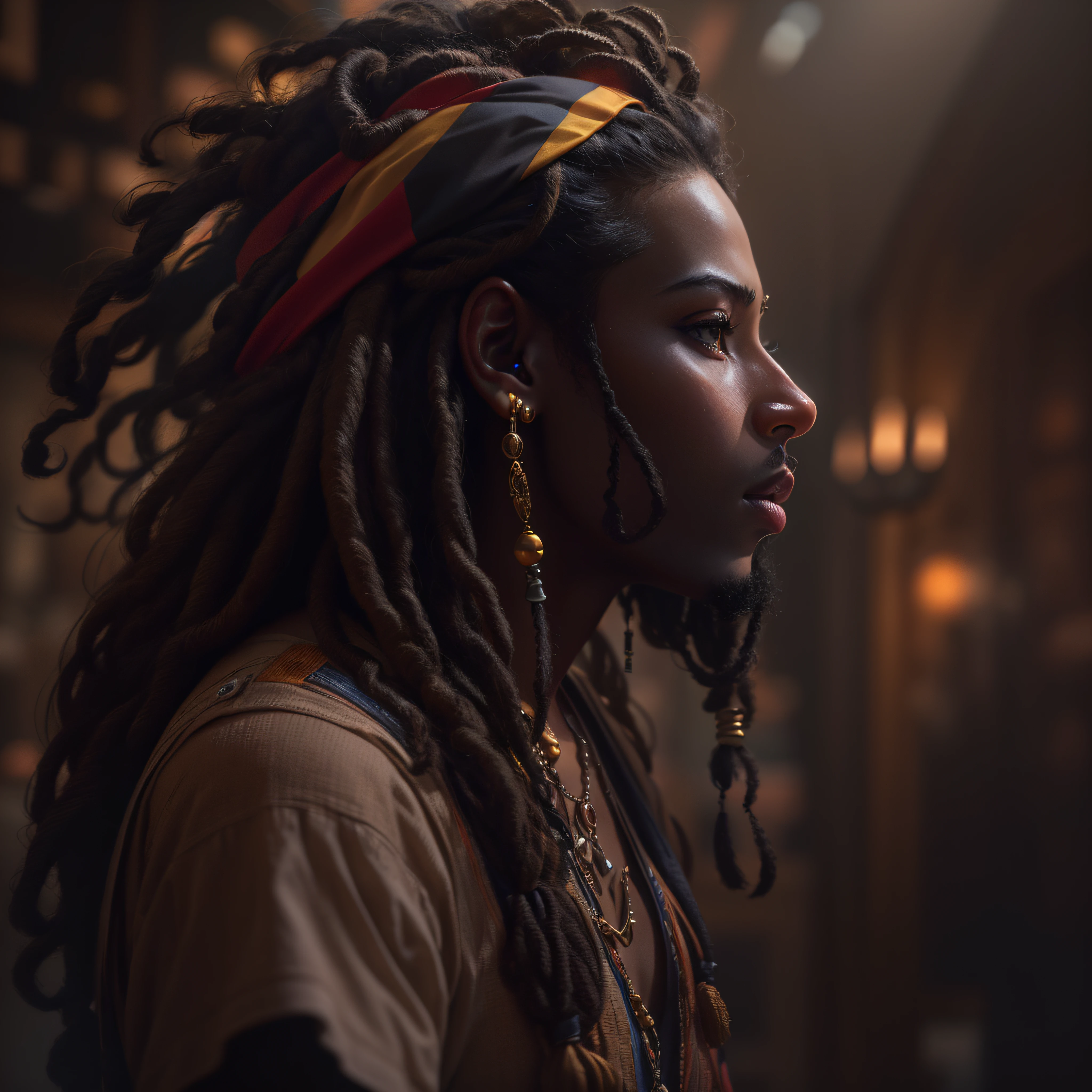 Rastafari, fotografia, soft-lighting, detalhes suaves, octana, Artstation Trend, ultra alto detalhe, Ultra realista, cinemactic, 16k, Imagem com pelo menos 300dpi, fundo preto, lighting to highlight the background figure