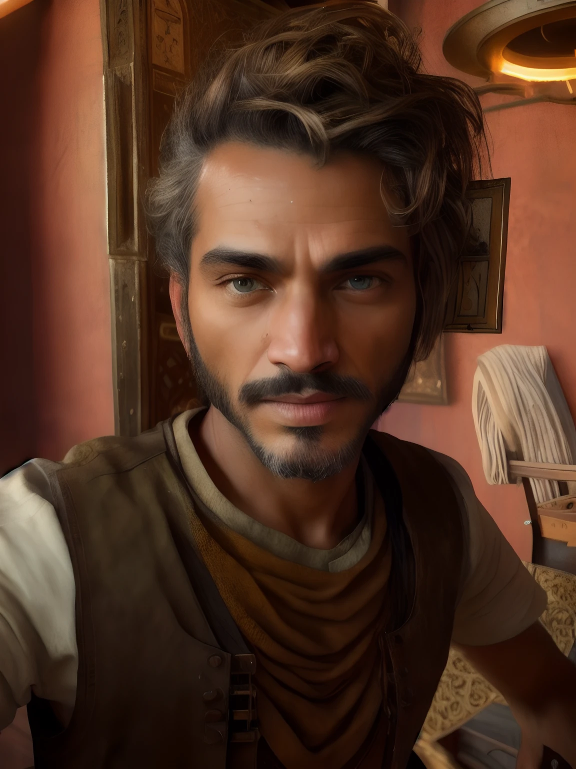 A very rustic handsome and attractive middle age man, full focus, tiltshift, ethereal, cinematic, shimmering lights, vikings, god, mythological king, grotesque, fierce, tumblr contest winner, hurufiyya, renaissance painting, very strong and masculine, movie still, cinematic lighting. photograph, detailed symmetric realistic face, extremely detailed natural texture, peach fuzz, long hair, masterpiece, absurdres, nikon d850 film stock photograph, kodak portra 400 camera f1.6 lens, extremely detailed, amazing, fine detail, hyper realistic lifelike texture, dramatic lighting, unrealengine, trending on artstation, cinestill 800 tungsten, looking at the viewer, photo realistic, RAW photo, TanvirTamim, high quality, highres, sharp focus, extremely detailed, cinematic lighting, 8k uhd,-imagine-