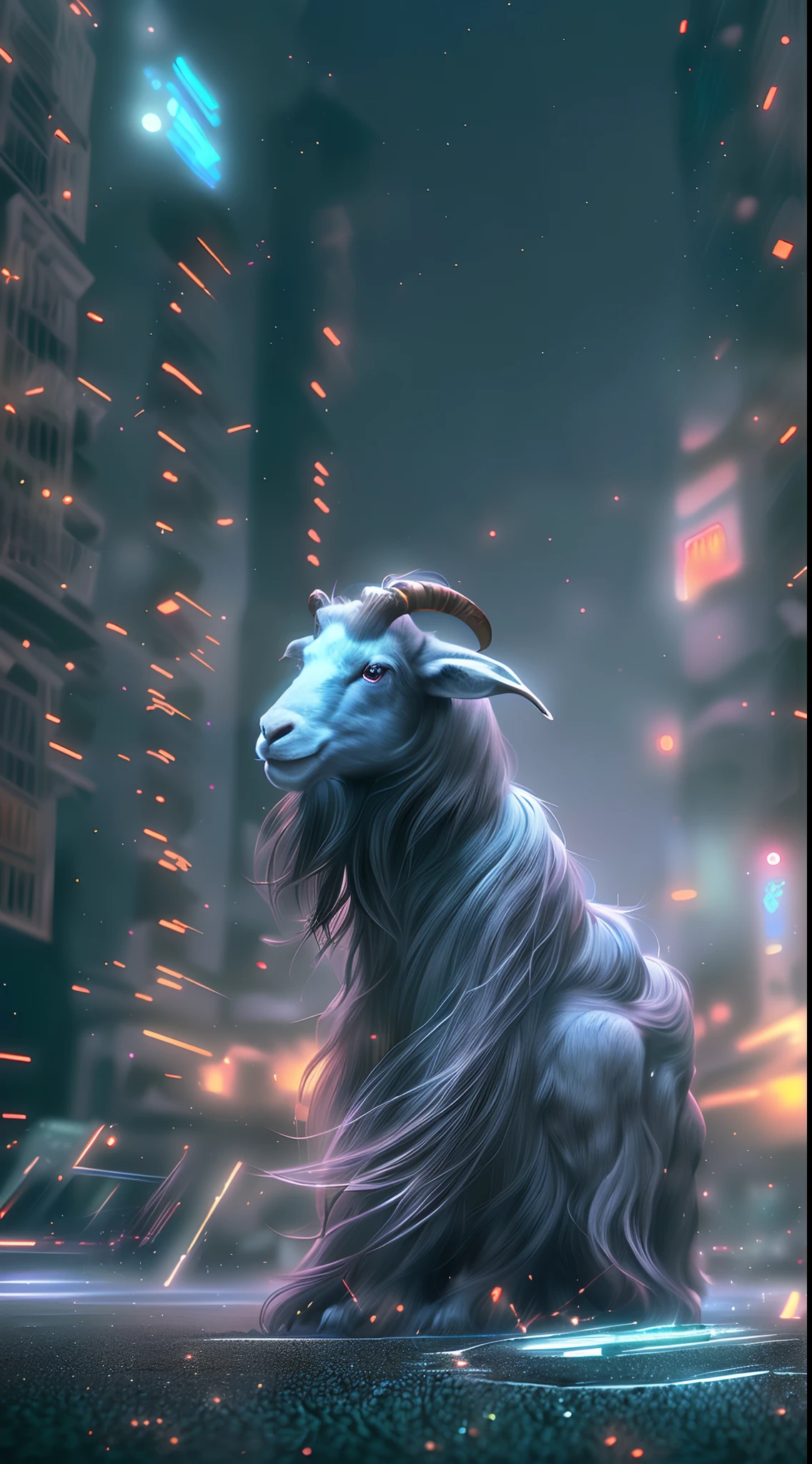 ((best qualtiy)), ((tmasterpiece)), (A detailed:1.4),((full bodyesbian)),Enhanced dynamic perspective,An evil creature, with goat face,Hold the keyboard,Come to me,Future sci-fi city street,Street photography,Bright colors,dream magical,optic,high qulity,super-fine,Detailed pubic hair,Accurate,Cinematic lighting,OC renderer
