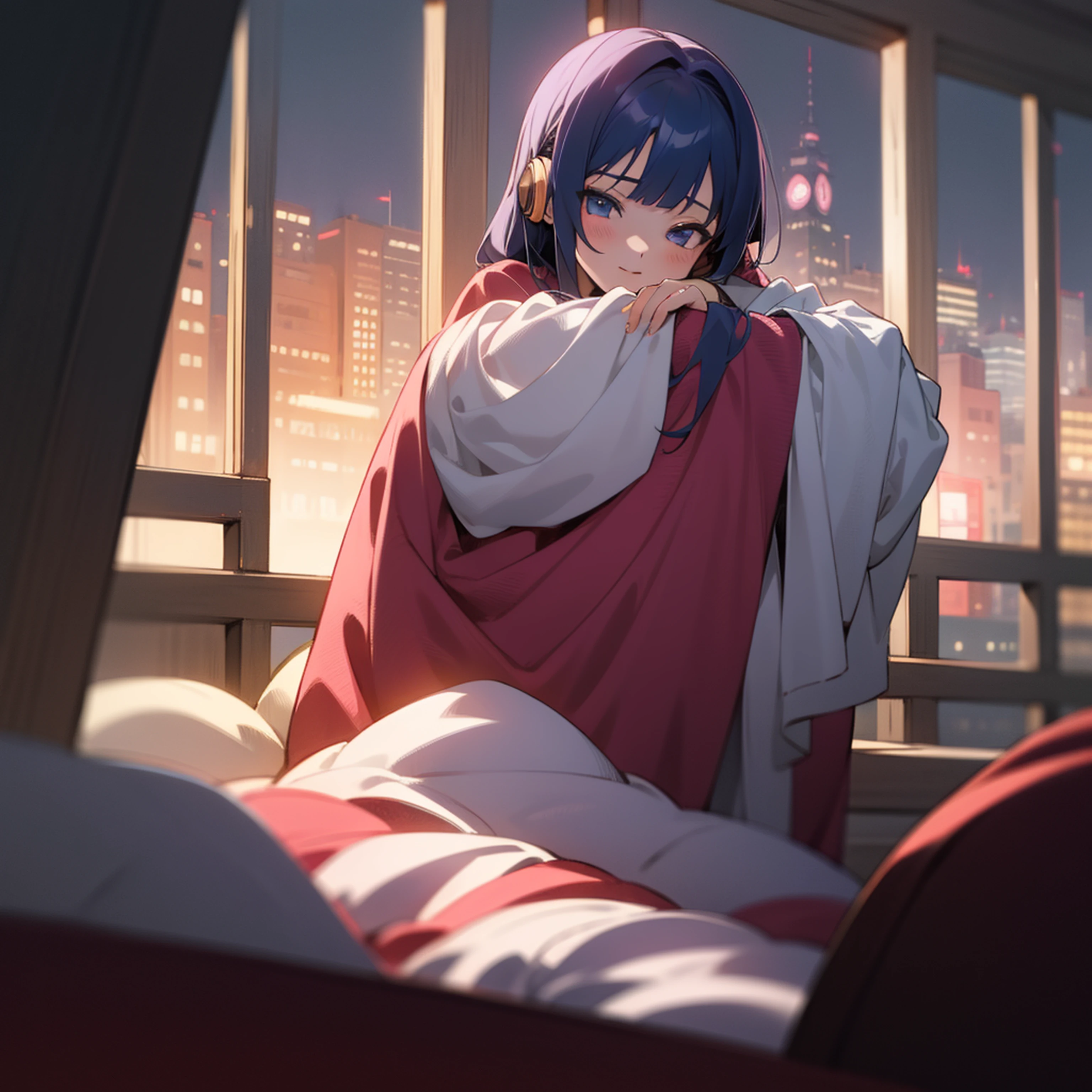 Anime style 4K,Best anime 4k wallpapers,Anime wallpaper 4K,Anime art wallpaper 8k,Anime art wallpaper 4k,Anime art wallpaper 4k,4K comic wallpaper，1girl solo，solid color backdrop，4K at night，Housewear，In the room，Make a call with a headset on