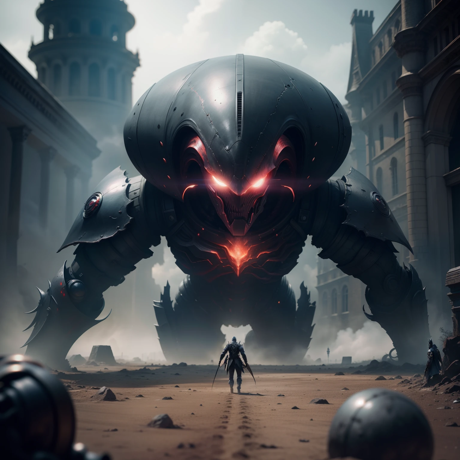 Alien warrior invasion ,Eldon ring, Black magic, Bloodborne, Elon Musk, Mini foam perspective, Sharp shots, Profesional photogarpher, 70mm lense, Detail Love, Good quality, Unreal Engine 5, the wallpaper, pocket, Highly detailed, 8K, Soft light, fantasy, photograph realistic