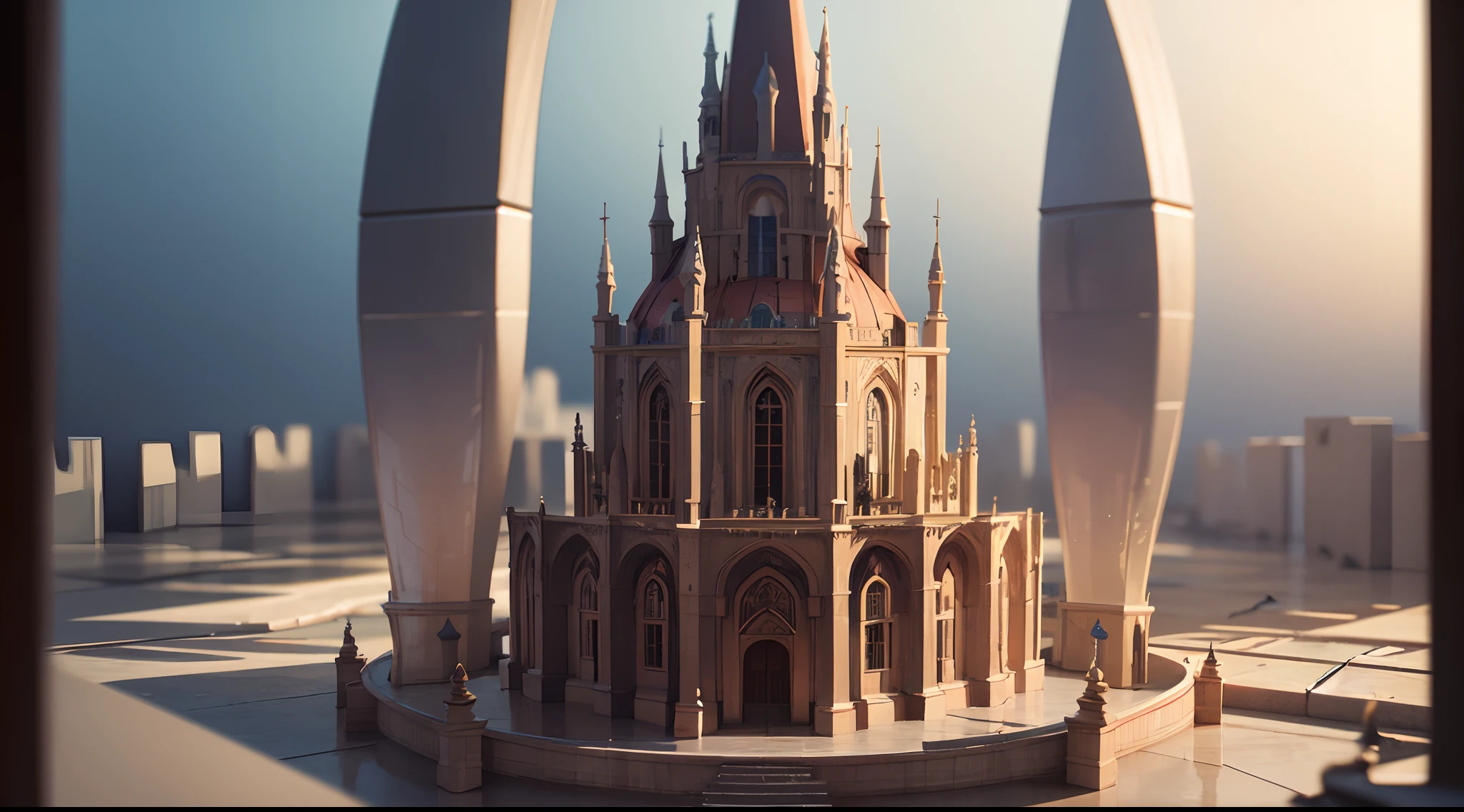 3d render of a Miniature cute Medieval kingdom, high detail, high quality sense,Premium studio light,Blender, Lumio, Arnold, 8k, hd, hq