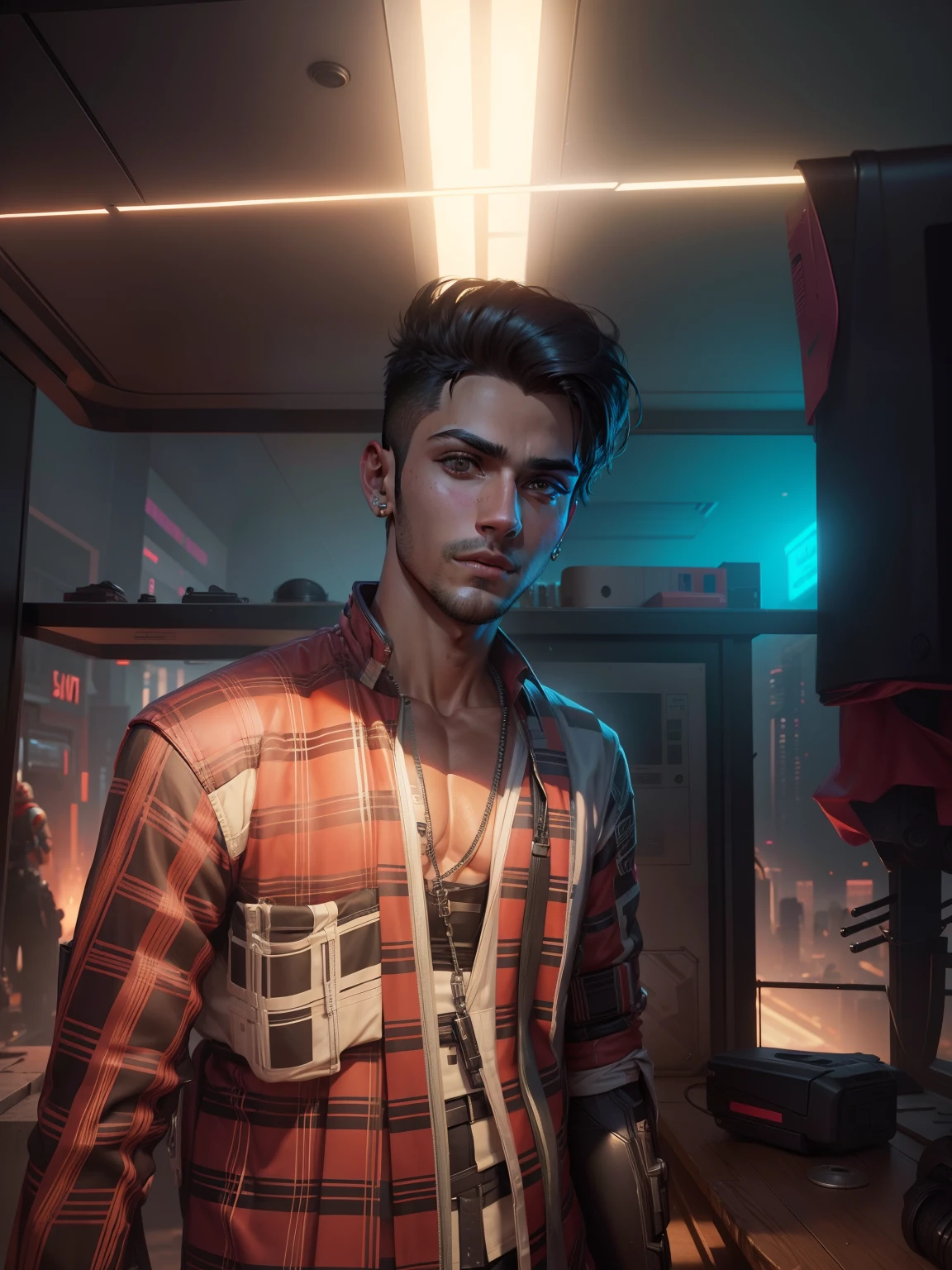 Chenge background cyberpunk handsome boy realistic 8k ultra realistic