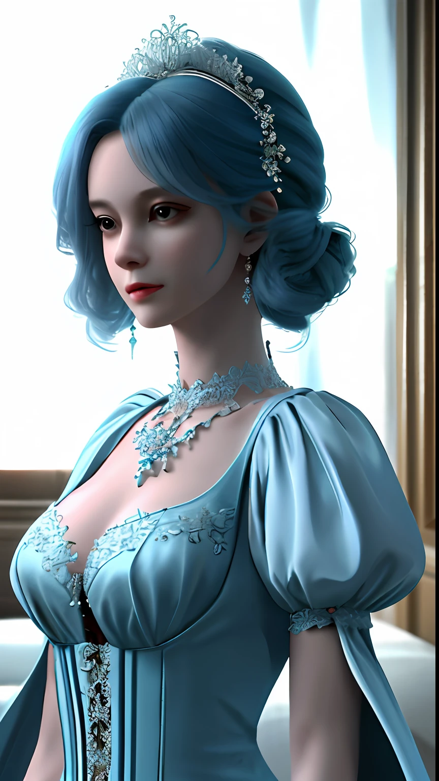 1girl, looking at viewer,
upper body, 3D, realistic,
large breasts, excessively frilled princess dress, draped clothes, jewelry, ornament, flower, lace trim,
masterpiece, best quality, 8k, detailed skin texture, detailed cloth texture,  beautiful detailed face, intricate details, ultra detailed,
rim lighting, side lighting, cinematic light, ultra high res, 8k uhd, film grain,best shadow, delicate, RAW