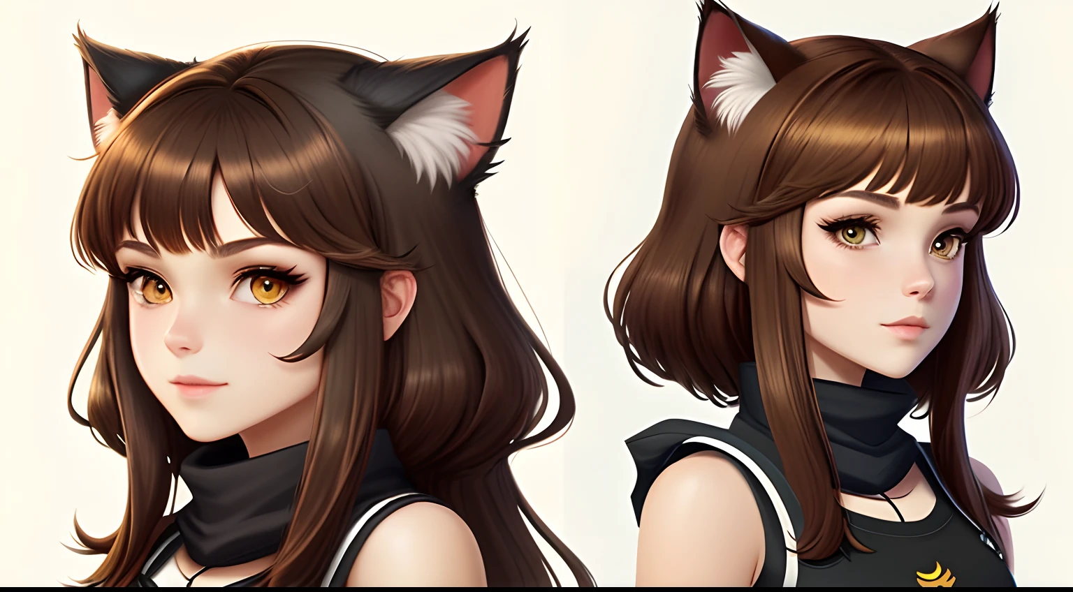Character design:brunette color hair,cat ear,ember