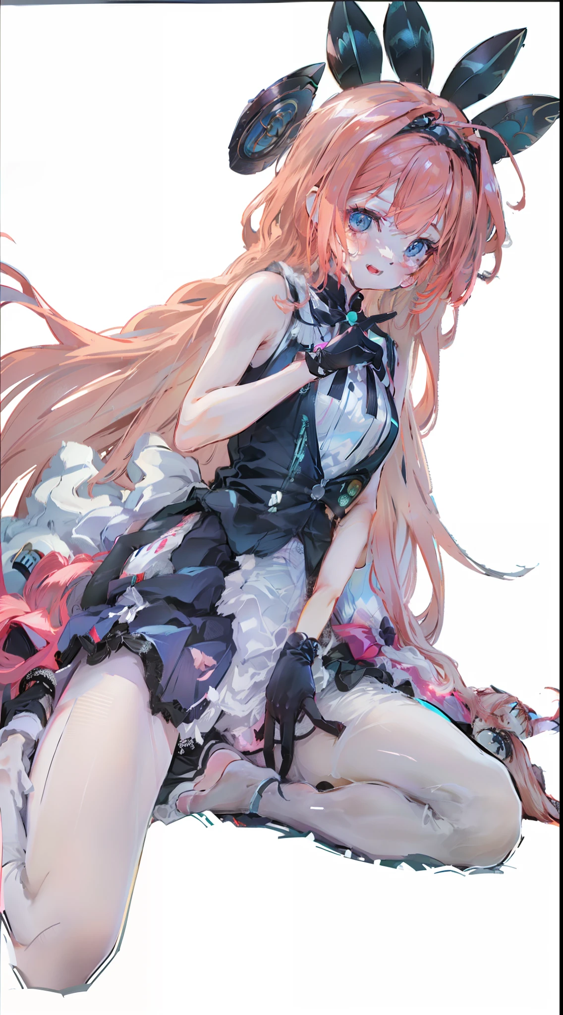 Pantyhose,extremely_Detailed_CG_Unity_8K_the wallpaper,a beauty girl,anime big breast_Girly art_Style,Masterpiece,A high resolution,Super_detail,Perfect_Feet,Perfect_Legs,Perfect_Fingers,Perfect_Hands,Perfect_Toe,(Foot_Focus),Cute face,Female,Loli,Flat chest,Long_Leg ,Leave the legs,(1girll),Petite,White pantyhose,The viewing angle is from below,Little girl,((A high resolution)),Be red in the face,frontage,LSN\(shadowverse\) LSN_Normal 1 Girl Long Hair Solo View Viewer Blue Eyes Headband Thighs Ahog Bangs Smile Very Long Hair Bare Shoulders Black Gloves Black Headband Gloves Microphone Skirt Sleeveless Blush Possessive Open Your Mouth Shirt Body Sleeveless Shirt White Shirt Bow Orange Hair Red Hair Shoes Animal Ears Frills Hair Intake Handheld Microphone Pink Hair LSN_Wedding :D dress hat wedding white dress,Delicate face,spread armpit