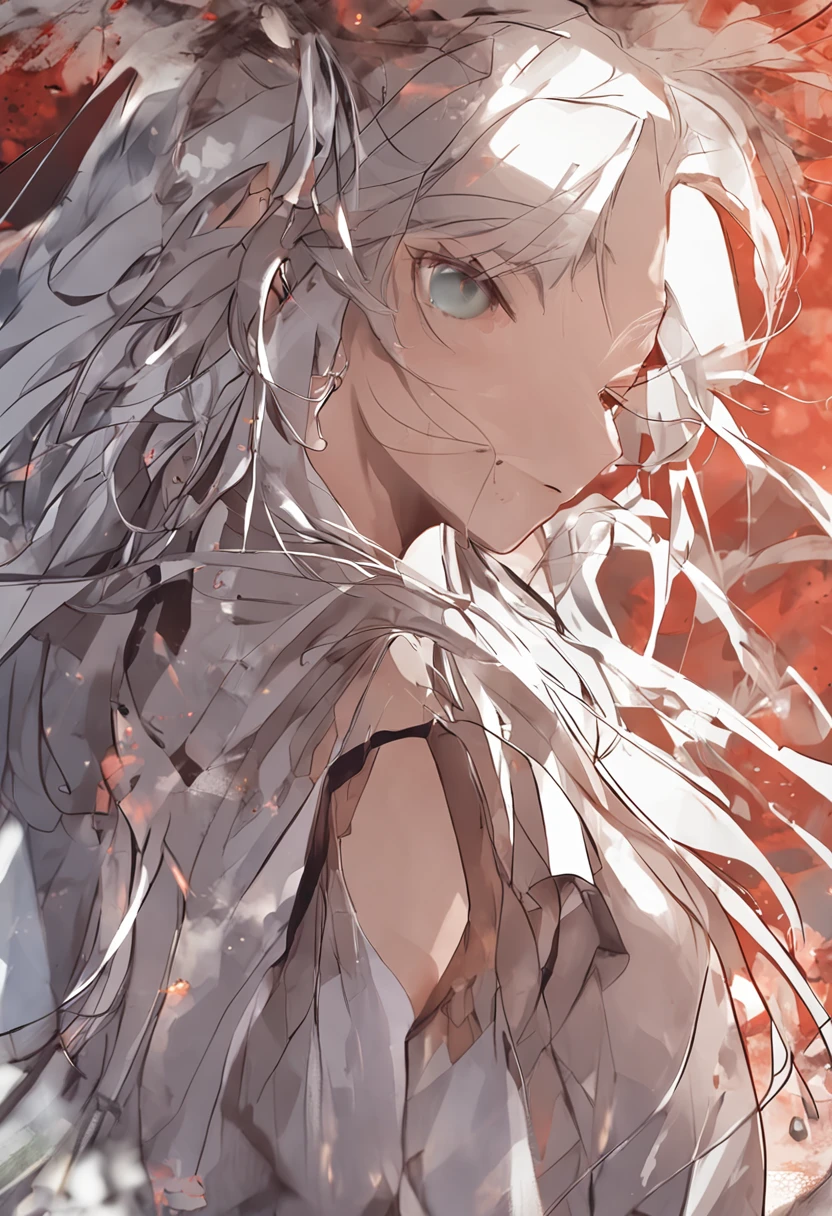 Nemu，Handsome facial features，Young age，Long white hair，Naturally draped，clean and uncluttered，It's incomparable