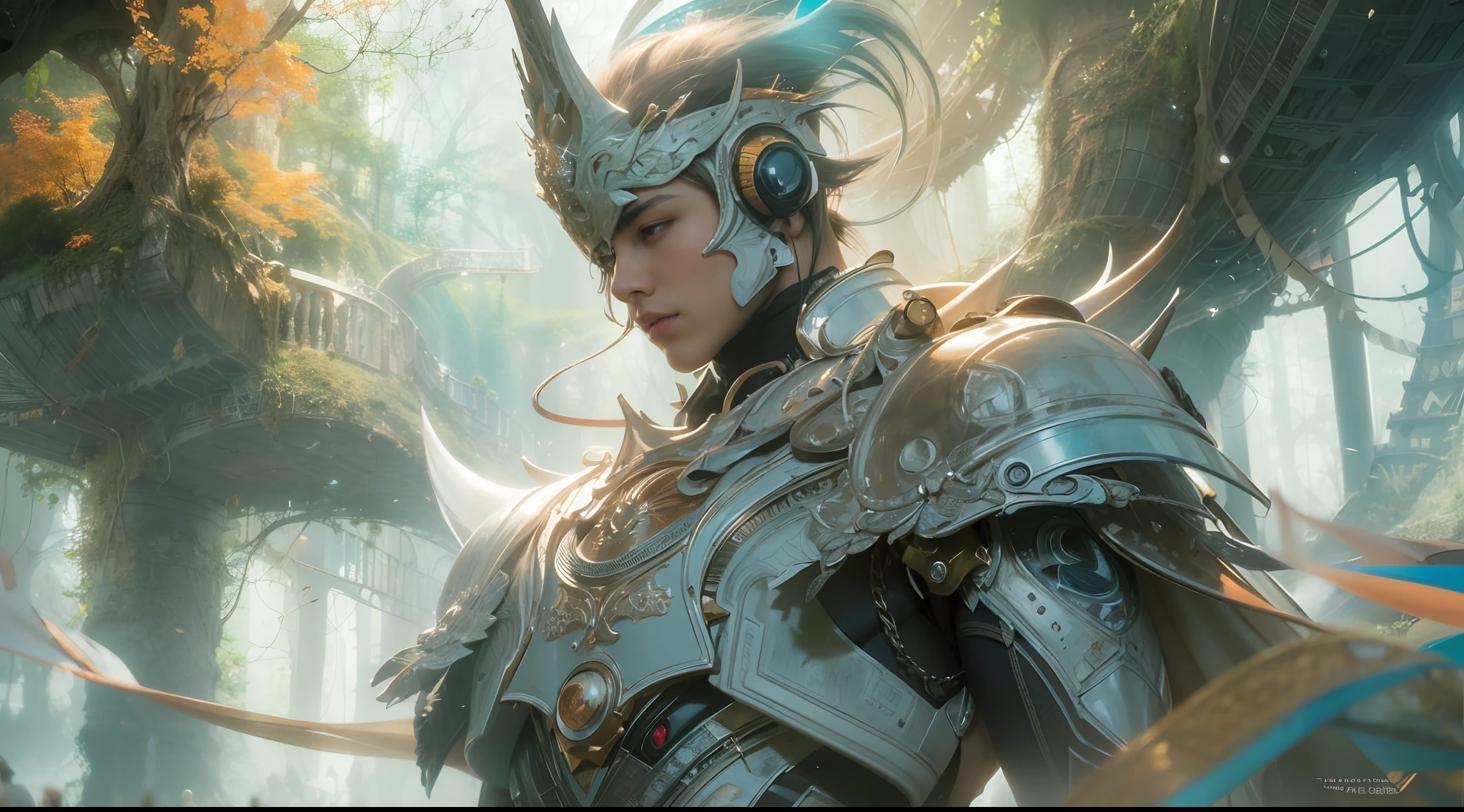 1boy, photo of very very handsome suave smiling young 25-year-old male Chinese prince, clothed in futuristic cybernetic armor, wearing a large futuristic crown, walking in an ethereal enchanted forest with neon glowing flowers and a rainbow in the sky, sci-fi, intricate, neon light, ((perfect face)), ((perfect hands)), ((perfect body)), ((correct anatomy)), ((ultra-realistic)), ((8k, UHD)), highly detailed, digital painting, artstation, concept art, human anatomy, soft light, smooth, illustration, art by tian zi and craig mullins and WLOP and alphonse mucha