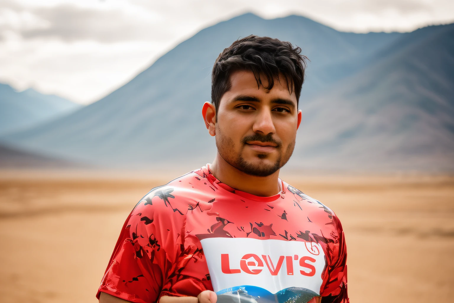 there is a man standing in front of a mountain with a bottle of water, vastayan, taken with canon 8 0 d, photo taken with sony a7r camera, taken with sony a7r camera, khyzyl saleem, taken with canon eos 5 d mark iv, taken with canon 5d mk4, hills in the background, change wihite back round