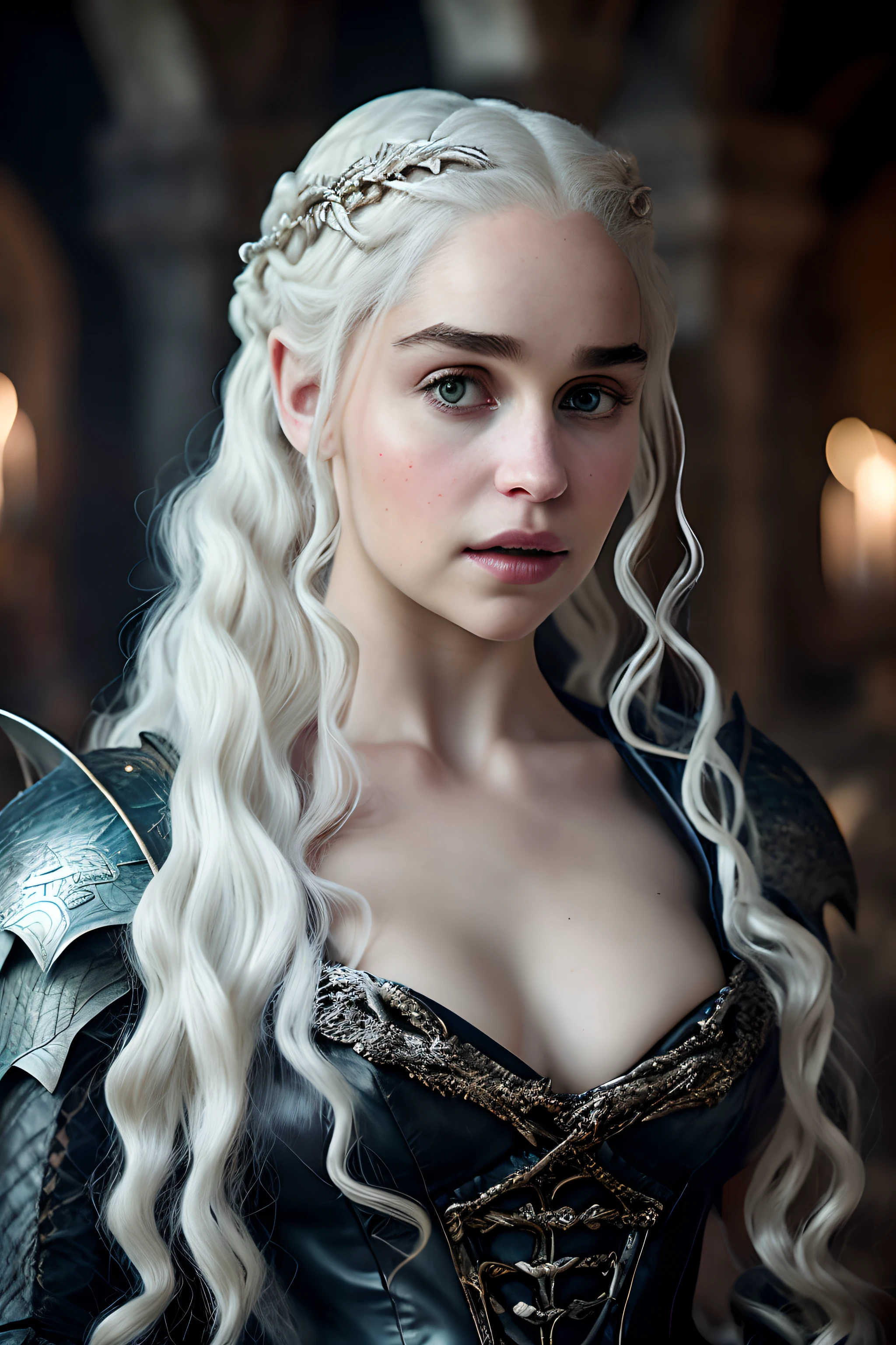 Perfect eyes, flawless Beauty, Masterpiece, Daenerys Targaryen, Gorgeous woman, queen, Queen Lady, Princess of Dragonstone, black mole on breast, The Unburnt, Queen of Meereen, Queen of the Andals, the Rhoynar and the First Men (claimant), Protector of the Seven Kingdoms (claimant), Khaleesi of the Great Grass Sea, Breaker of Shackles, Mother of Dragons, The One Who Was Promised, Lady of Dragonstone , 35 years Old, she is a Full growned lady now, beautiful mature lady, the queen, milf beauty, mature queen, Best quality, a small, charming Beauty, a captivating woman, fully ripen milf body, lustful queen, alluring appearance, unrivaled beauty, wonderful breasts, large breasts, mediaeval erotic costumes, a Game of Thrones-inspired costume, a close-up of a woman from the middle ages, Daenerys Targaryen, Daenerys, resembles Emilia Clarke, Emilia Clarke, scene from "Game of Throne," deep cleavage, warrior princess, healthy body, perfect thick body, attractive figure, fleshy body, style of "Game of Throne," beautiful lady, beautiful woman, mediaeval clothes, stunning woman, 8K, insane details, dress made of clothes and jewelry, perfect hair, styled hair, high clarity eyes, perfect hands, perfect fingers, perfect eyes