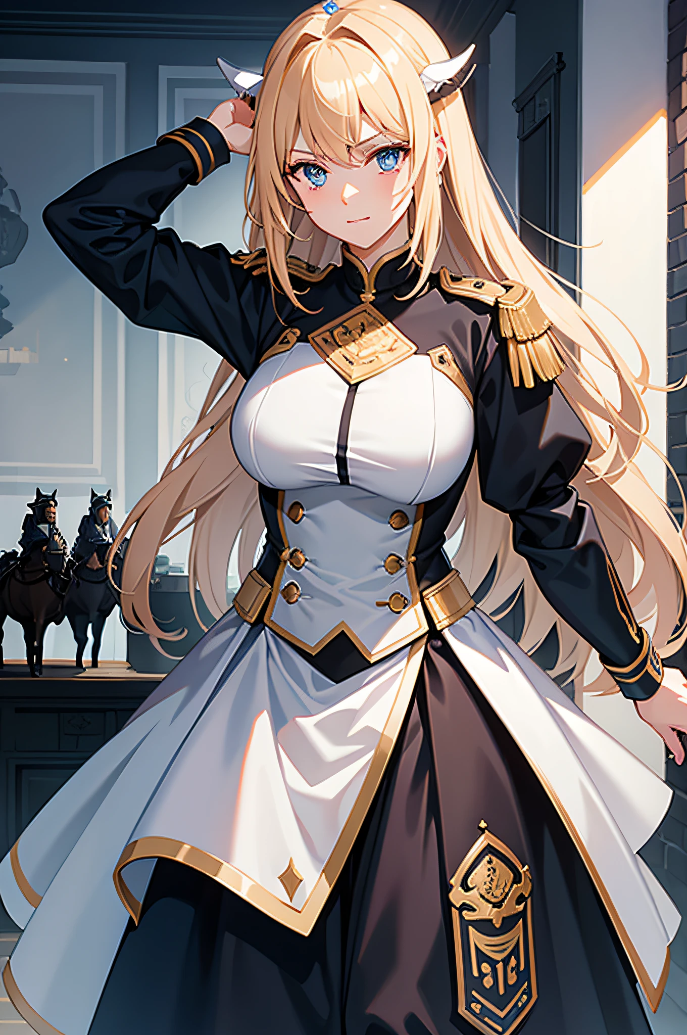 Masterpiece, Best quality, Female cavalry,Cavalry uniform,steed