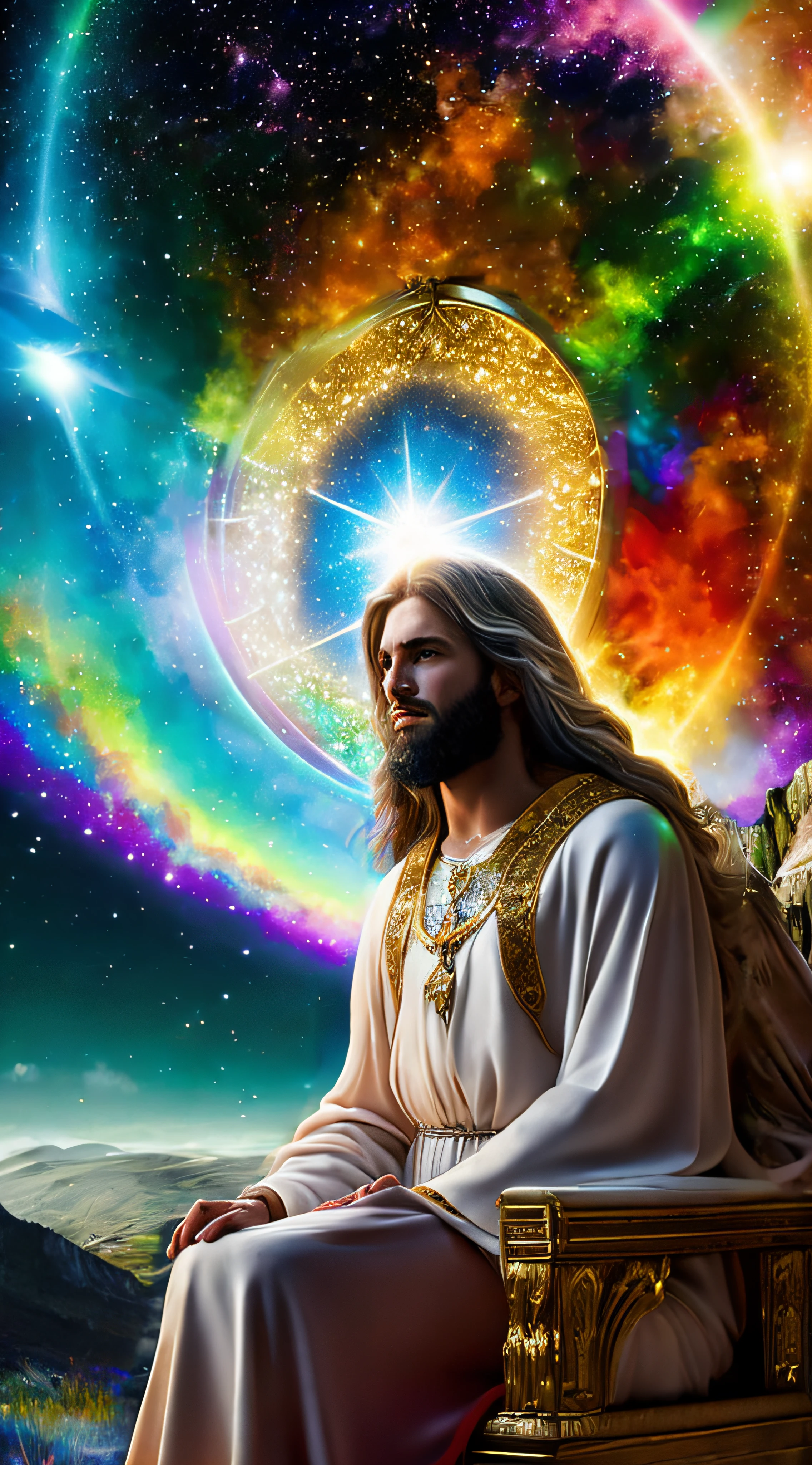Very bright aura in the color of the rainbow