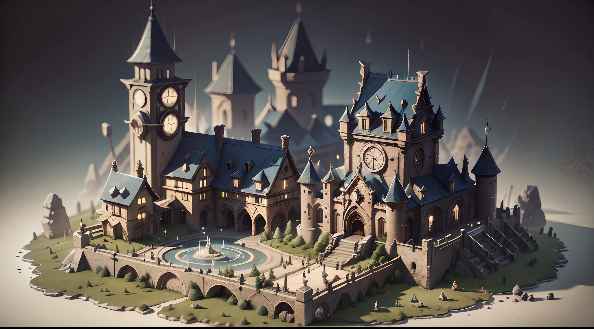 3d render of a Miniature cute Medieval kingdom, high detail, high quality sense,Premium studio light,Blender, Lumio, Arnold, 8k, hd, hq