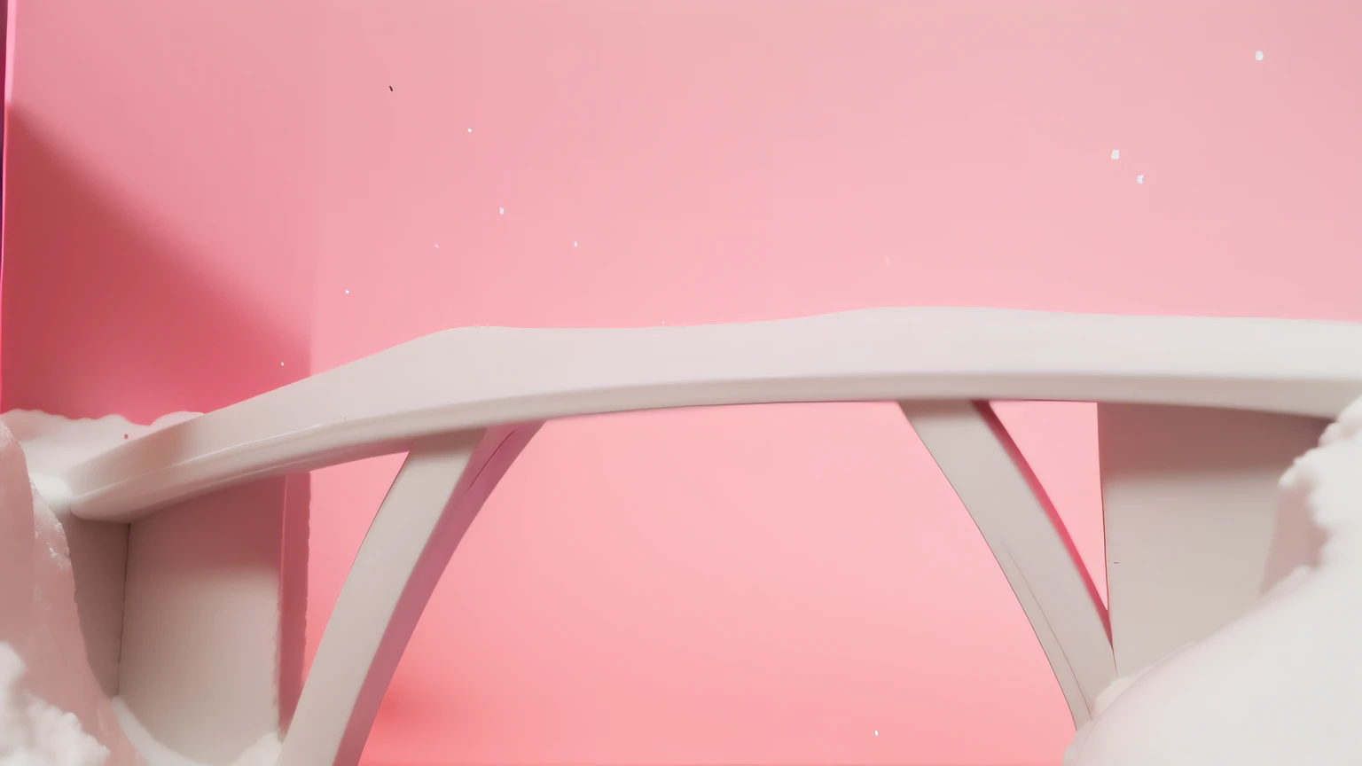 Ponte de neve. maquete. foto realista. Pink cardboard background. Uma ponte de neve. Maquete.