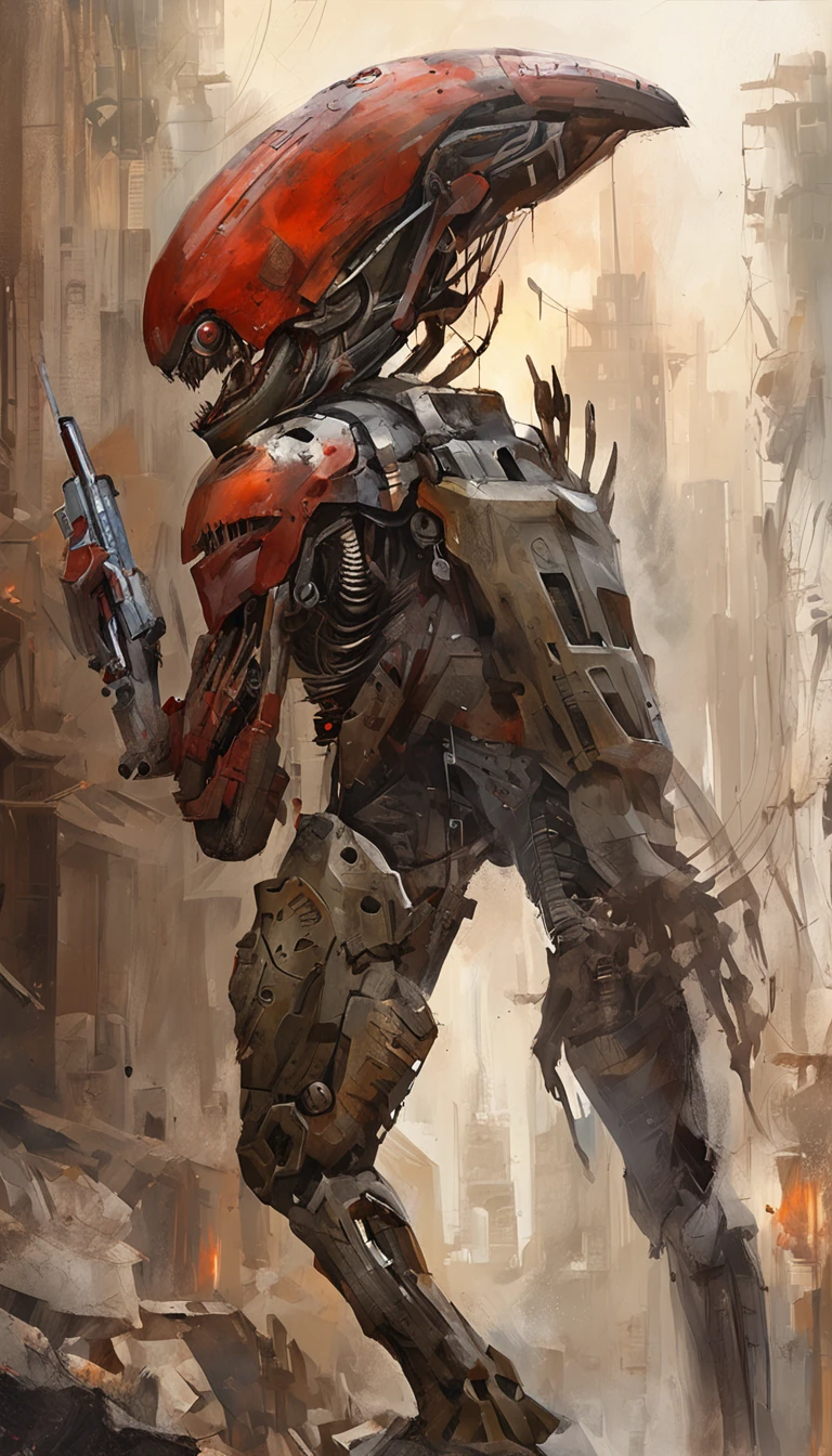 Alien invasion,eerie,tosen,Blood,The city was destroyed,of a real,Facial features are carefully depicted,Realistic skin texture,Dark style,depth of fields,high light,Real light,Ray traching,oc rendered,Hyper-realistic,best qualtiy,8K,Works of masters,super-fine,Detailed pubic hair,Correct anatomy,sharp focus on eyes,Bokeh,Facial features are carefully depicted