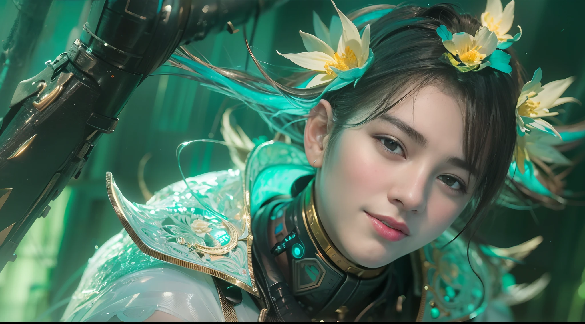 1boy, photo of very very handsome suave smiling young 25-year-old male Chinese prince, clothed in futuristic cybernetic armor, wearing a large futuristic crown, walking in an ethereal enchanted forest with neon glowing flowers and a rainbow in the sky, sci-fi, intricate, neon light, ((perfect face)), ((perfect hands)), ((perfect body)), ((correct anatomy)), ((ultra-realistic)), ((8k, UHD)), highly detailed, digital painting, artstation, concept art, human anatomy, soft light, smooth, illustration, art by tian zi and craig mullins and WLOP and alphonse mucha