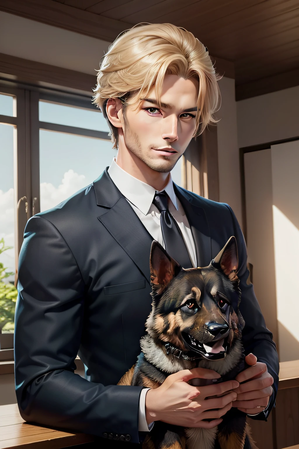 A handsome German shepherd。