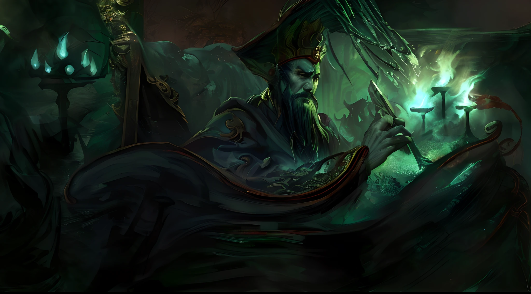 Yan Wangye,china terror,Green light, High quality digital concept art, author:Arthur Penn, Guan yu, by Yang J, dramatic concept art, Inspired by Shen Zhou, Feng Zhu concept art, inspired by Zhang Sengyao, Fantasy art Behance, Inspired by Fenghua Zhong