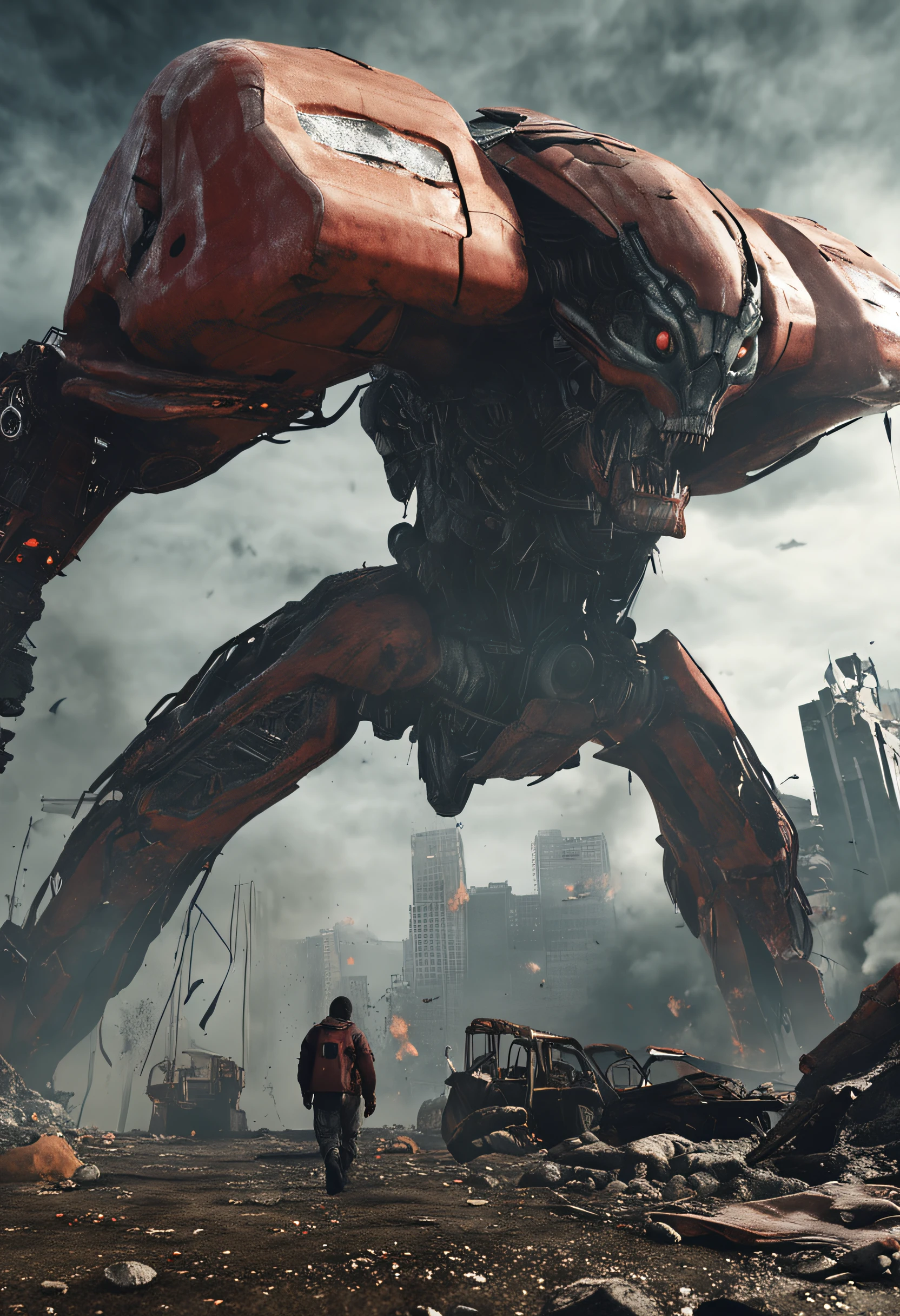 Cinematic graphics，Alien invasion，eerie，tosen，Blood，The city was destroyed，of a real，Facial features are carefully depicted，Realistic skin texture，Dark style，depth of fields，high light，Real light，Ray traching，oc rendered，Hyper-realistic，best qualtiy，8K，Works of masters，super-fine，Detailed pubic hair，Correct anatomy，sharp focus on eyes，Bokeh，Facial features are carefully depicted