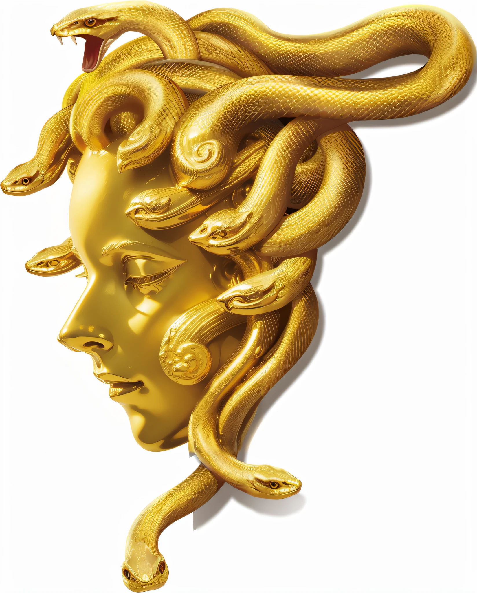 Golden Medusa side-faced statue