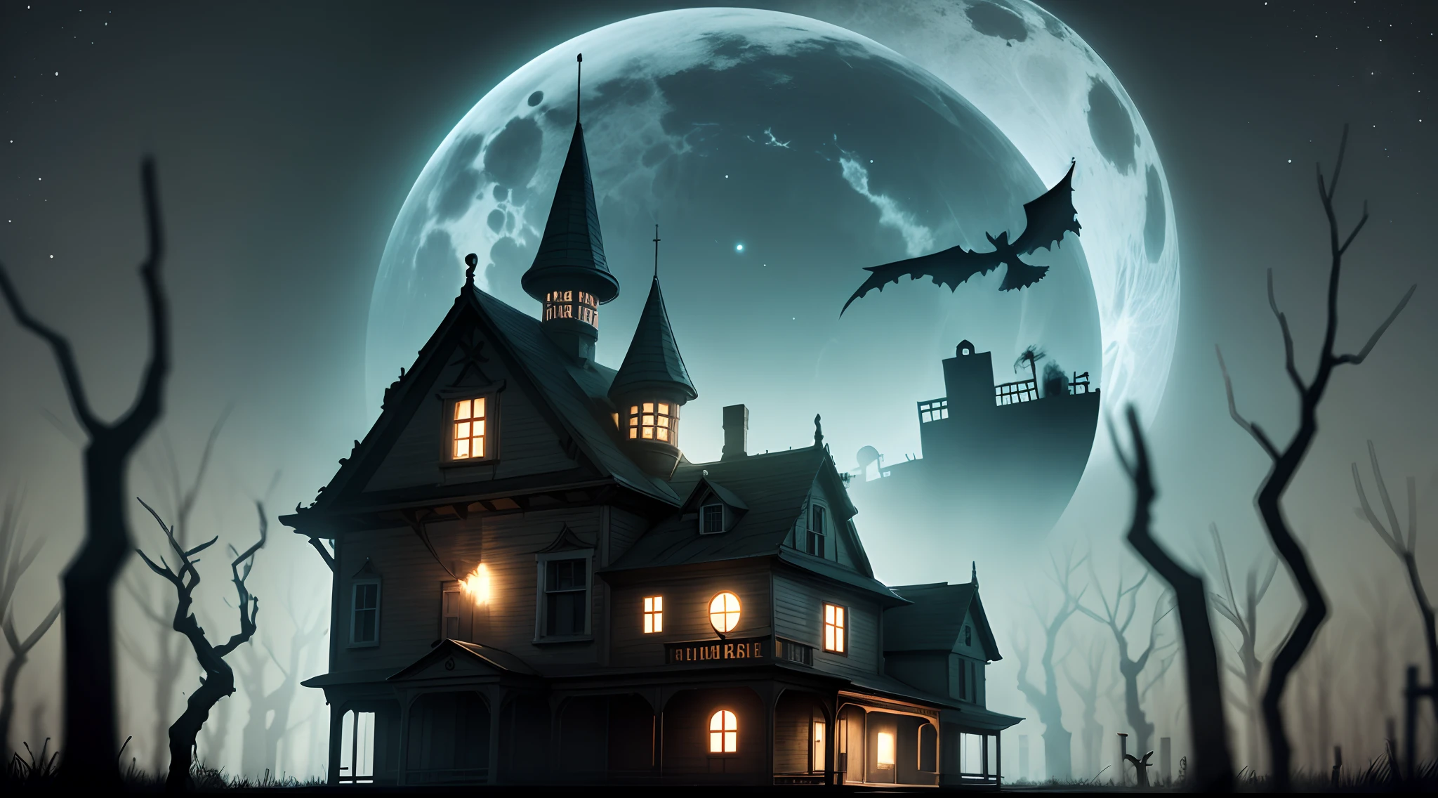 a haunted house in night ,ar --auto --s2