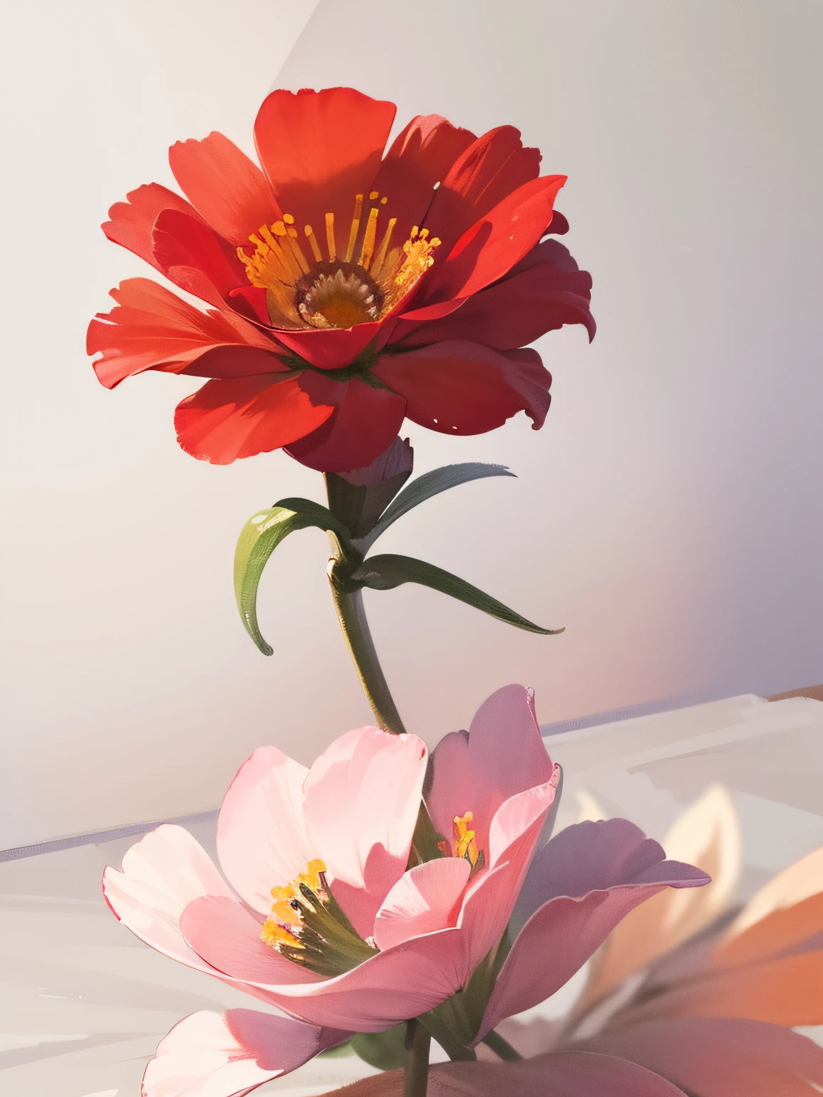 dessin, aquarelle, visible en entier, unique Fleur de coquelicot rouge fleurissant au sol ,sans fond, fond simple, Perfect lighting background, pas d'ombres, images minimalistes, Poetic intimacy, Precise detail, clear delineation of the flower.