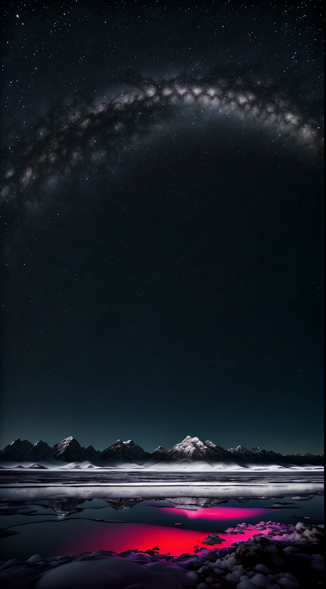 low angle shot,photography of,White salt flats,Otherworldly landscape style,photorealistic landscapes,black and red,Confetti-like dots,desolate scenery,Hasselblad H6D-400c,Nature-inspired installations,no reflection,IS0800,8K,cinematic ligh,Hitoko Kawaguchi
