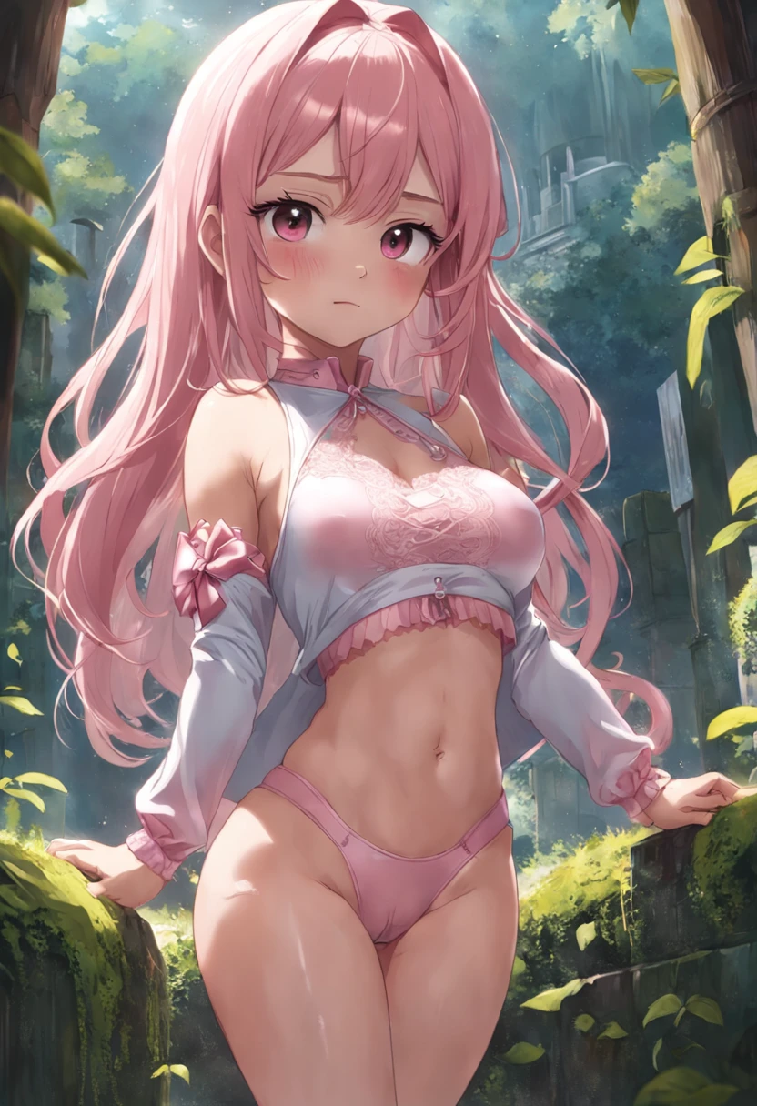 Uma com 12 anoade, muito branco, cabelos ruivos lisos, seios pequenos, coxas grossas, bumbum grande, muito maior do que deveria ser para a idade dela, com um gordinho , very fertile. rabos de porco em seu cabelo, with two pink satin bows, ela usa uma blusa branca, with a unicorn in front, e leggings rosa, que deixam sua calcinha bem delineada, both front and back. on back, A pequena marca de sua calcinha desaparece no meio de seu bumbum grande. Na frente, The leggings are so tight that the lace of the panties, que fica bem na testa dela . (topless)