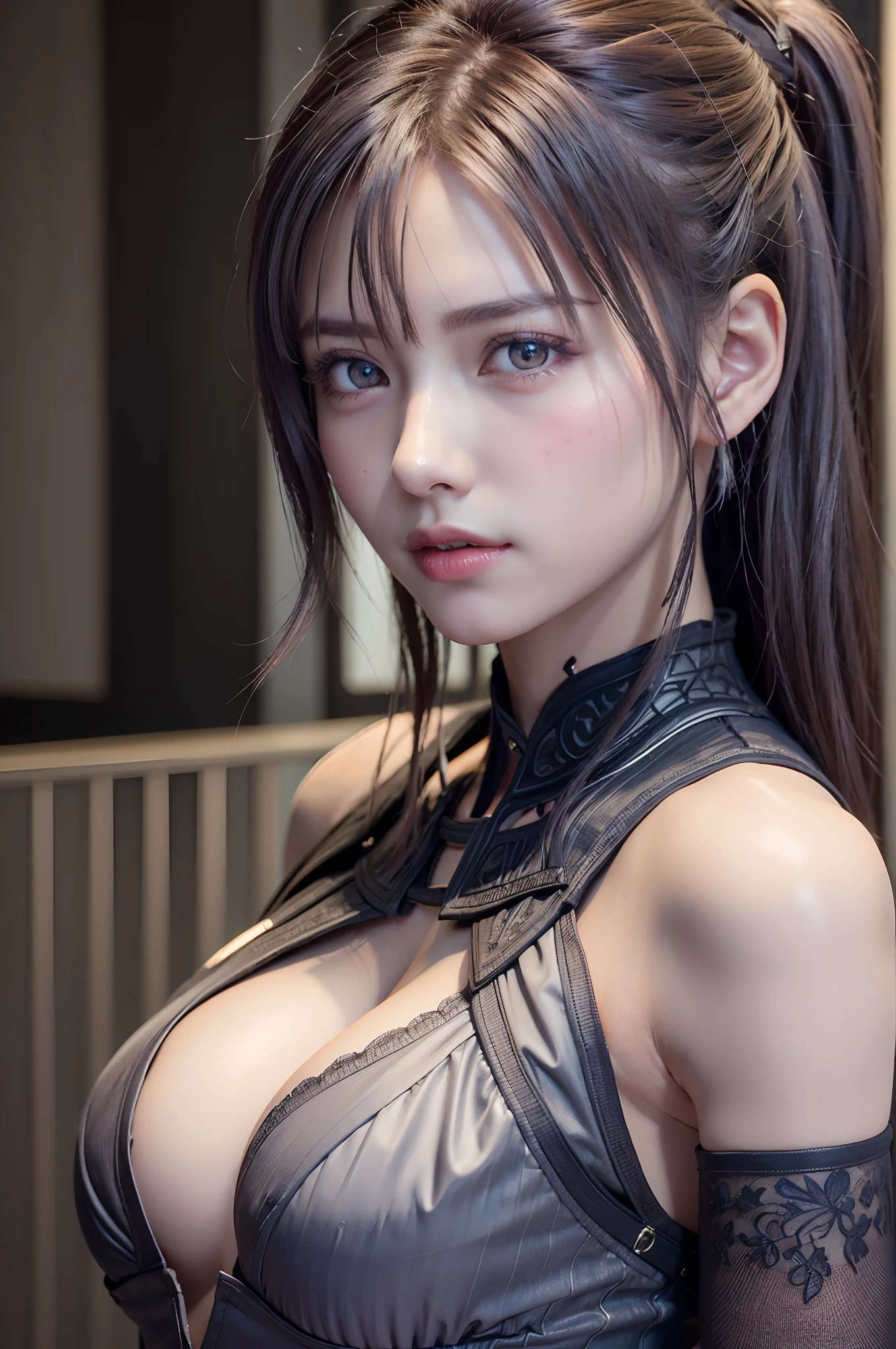 top-quality、8K Masterpiece、超A high resolution、(Photorealsitic:1.3)、Raw photo、1人、silver white hair、glowy skin、1 Cyberpunk Super Beautiful Soldier、((super realistic details))、portlate、globalillumination、Shadow、octan render、8K、ultrasharp、beauty breast、Raw skin is exposed in cleavage、metals、cold color、、highly intricate detail、Realistic light、CGSoation Trends、Beautiful eyes、radiant eyes、Facing the camera、neon details、