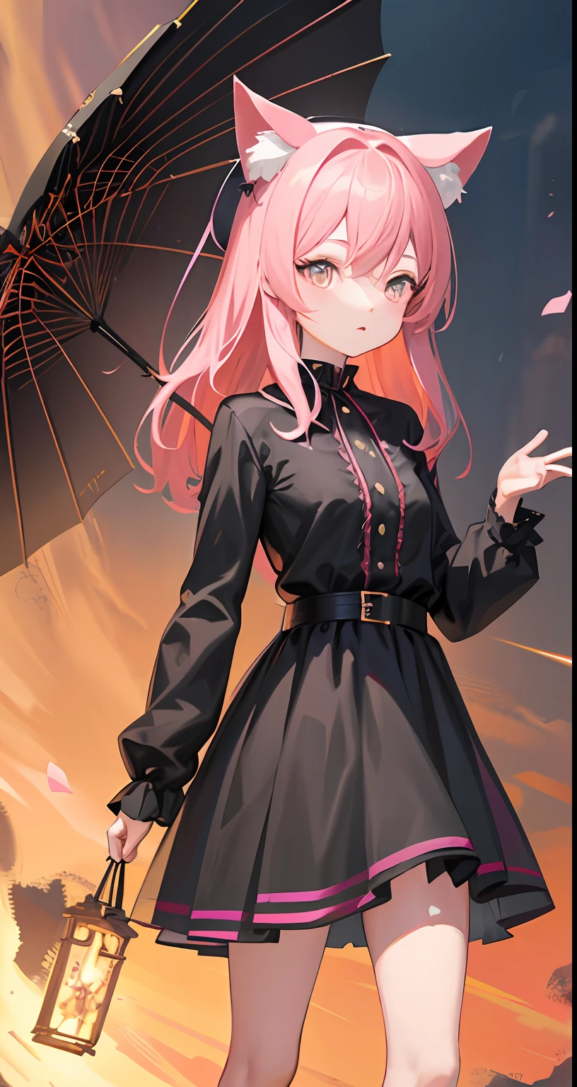 Woman in black and pink outfit、anime styled 3d, 🌺 CGSesociety, Kospi，cute anime waifu in a nice dress, 8k high-quality detailed art, 2. 5 D CGI anime fantasy artwork, Anime style. 8K, trending on cgstation, Smooth anime CG art, Guviz-style artwork、cat ear。cosplay