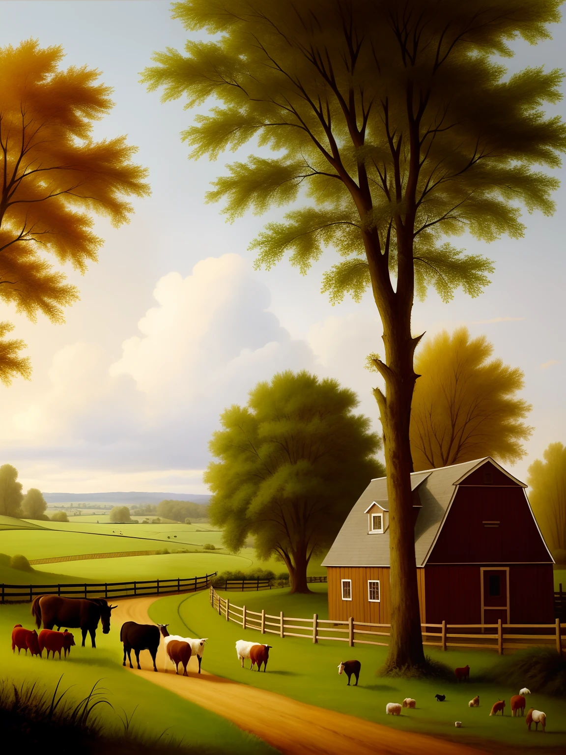 Farm scene picture, Inspired by Jan Hakat, Inspired by Juriaen van Streeck, Inspired by Jacob Grietz. Kuyp, Inspired by Cornelis Saftlivan, Inspired by Benjamin Grietz Kuyp, Inspired by Alt de Gaird, cheerfulness, Inspired by Hermann Saftlivan