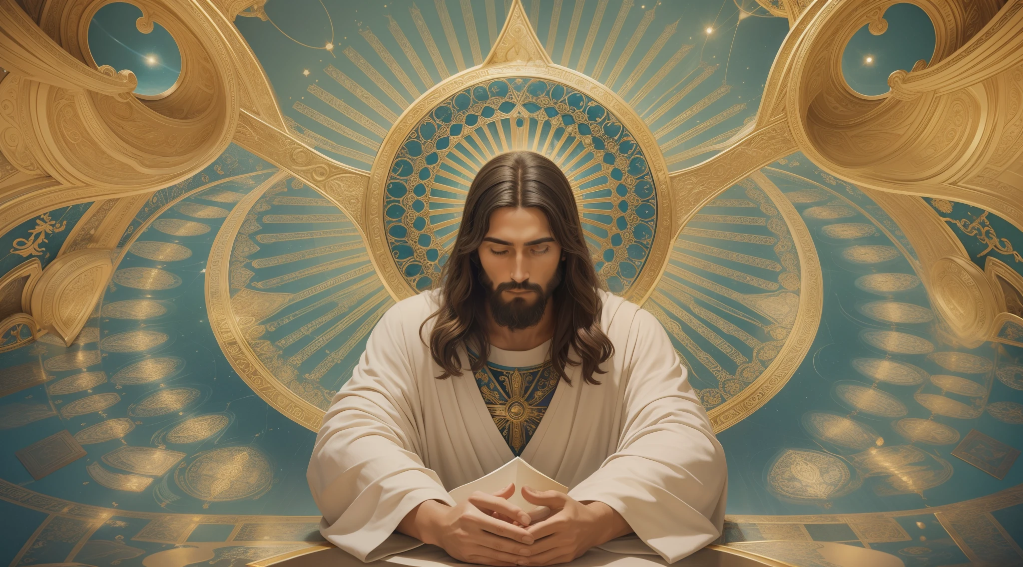 Jesus, the Philosopher of Wisdom"

description:
In this unique creation in SeaArt, we portray Jesus Christ as a philosopher of wisdom, Exploring the depths of human knowledge and understanding. With delicate strokes and evocative colors, This image captures the transcendental essence of his wisdom and compassion.

The scenario shows Jesus in the midst of a serene environment, surrounded by disciples and followers eager to absorb his transformative words. Seu olhar profundo reflete uma mente iluminada, mergulhada nas verdades universais do ser e do existir.

Por meio dessa arte inspiradora, Witness the fusion between spirituality and the search for truth, representing Jesus not only as a historical figure, but as an eternal symbol of wisdom and love. His calm posture and gentle gestures radiate a presence that transcends time, inviting us to reflect on the purpose of life and the mysteries of the universe.

Explore cada detalhe meticuloso desta imagem, where knowledge and compassion come together in harmony. Feel the connection to the brilliant mind of the Philosopher of Wisdom and let his words touch the core of your soul.

Ao contemplar essa obra, allow yourself to be inspired by the timeless lessons Jesus taught us, inviting us to seek inner truth and to understand the inestimable value of empathy and mutual understanding.

Get ready for a journey of reflection and self-discovery, in which the philosophy of Jesus echoes through the ages, illuminating the path to a more meaningful and enriching existence.