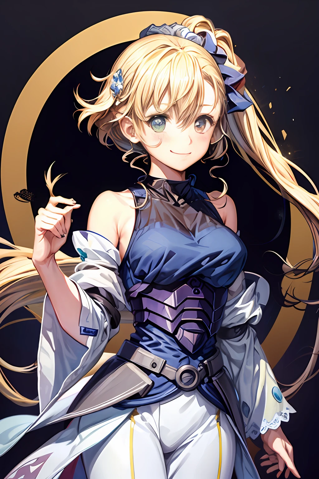 (((​masterpiece)))、(((top-quality)))、((ultra-detailliert))、(illustratio)、((extremely delicate and beautiful))、Bright smile、floating、(Detailed light) (1girl in)、、独奏、The long-haired、The wind is blowing、A WORLD、（cute eye）Wizard Hat, red blush, blush stickers, cleavage of the breast, bare shoulders​, doress, off shoulders, cowboy  shot, is standing, A smile, deph of field,
