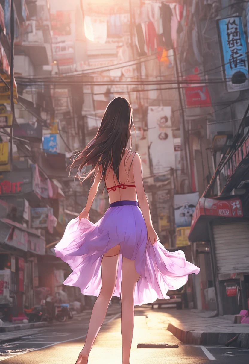(4K、top-quality)、(realisitic、Photorealsitic)、1girl in、naked lower body、Red Ultra Mini Skirt、large full breasts、Big cleavage is visible、(((Skirt fluttering in the wind)))、Underwear is exposed、(((Pull up the skirt with your hands to expose the underwear)))、Purple underwear、pastel clothing、Long hair、Flipping up the skirt to expose the underwear、Red color skirt、Gray wall in indoor photography studio、Bright interior、Spotlight your face from the front、((large full breasts))、big butts、Large cleavage、A smile、sitting on、